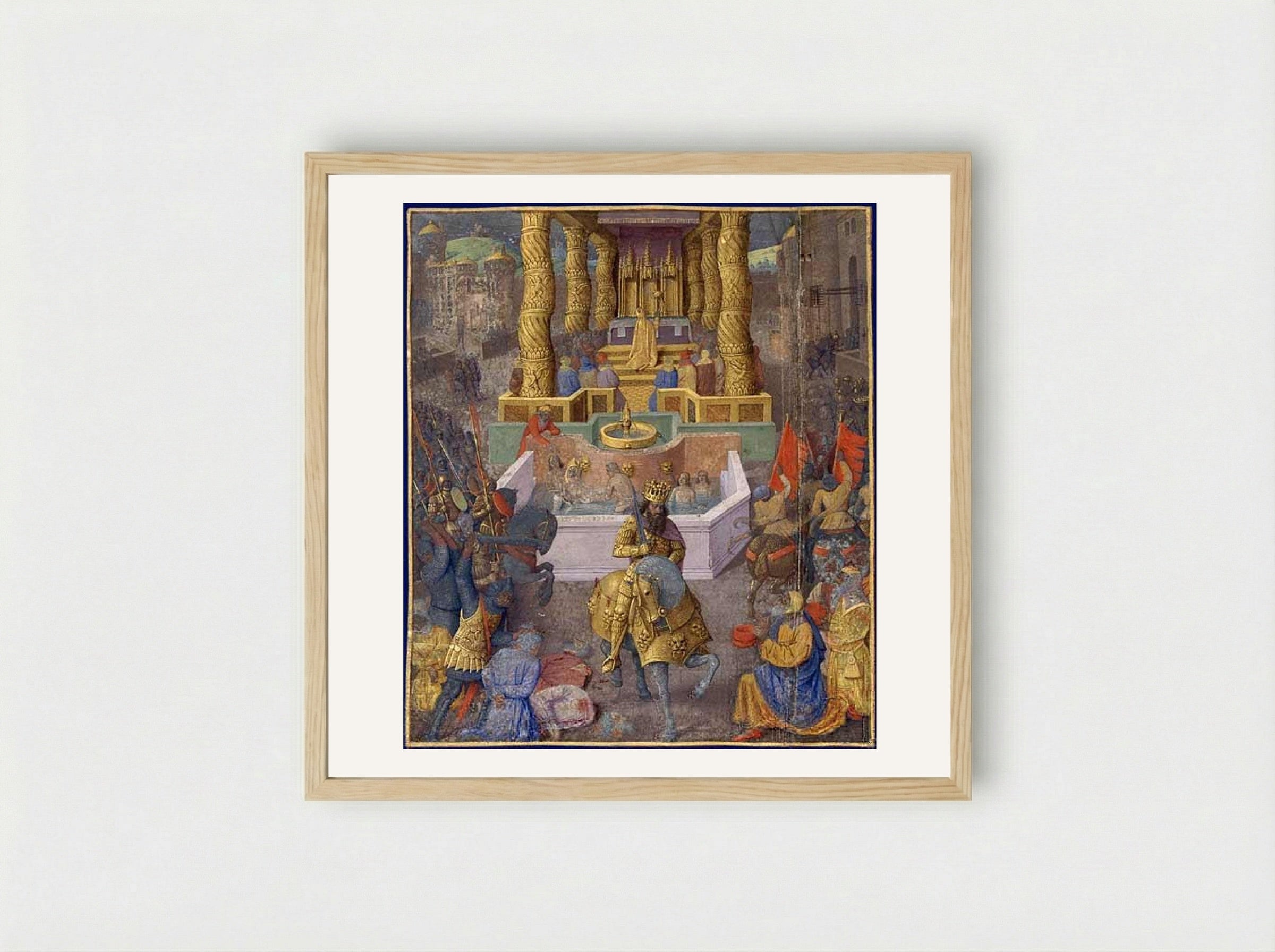 Capture of Jerusalem by Herod the Great - Jean Fouquet - Framed Print Wood