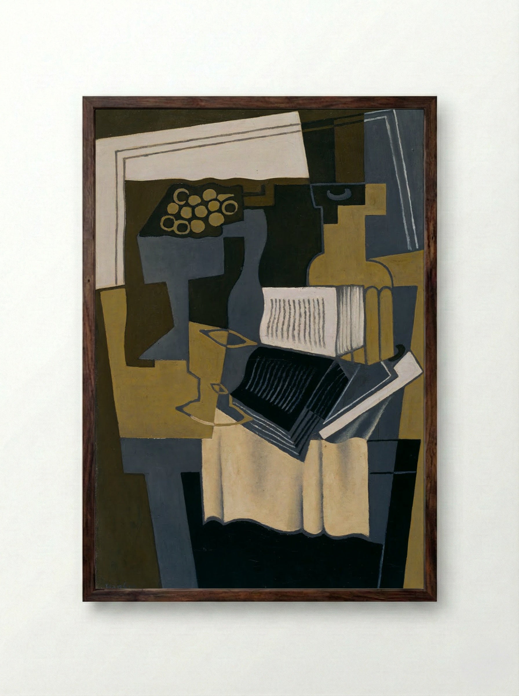 Carafe and Book - Juan Gris - Framed Print Dark Wood
