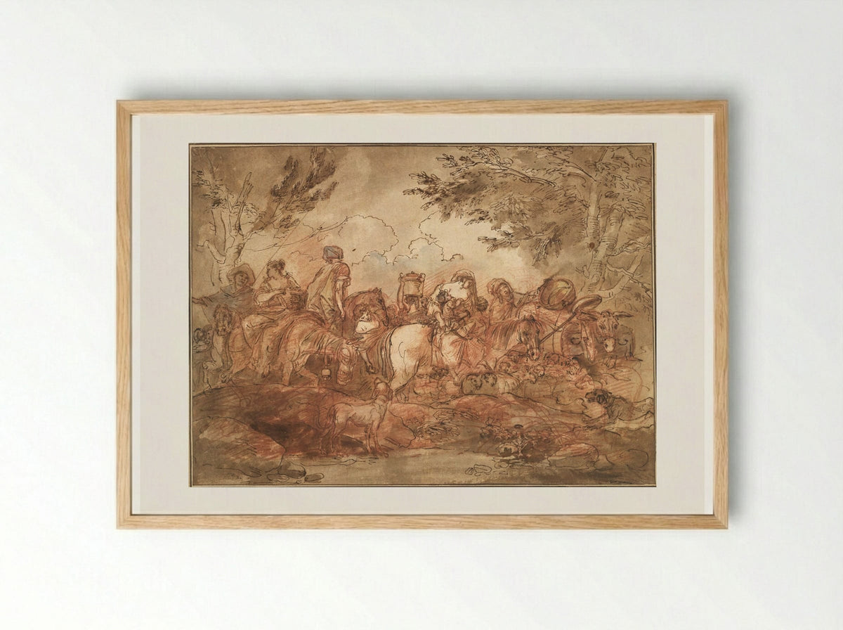 Caravan of Shepherds - Hubert Robert - Framed Print Wood