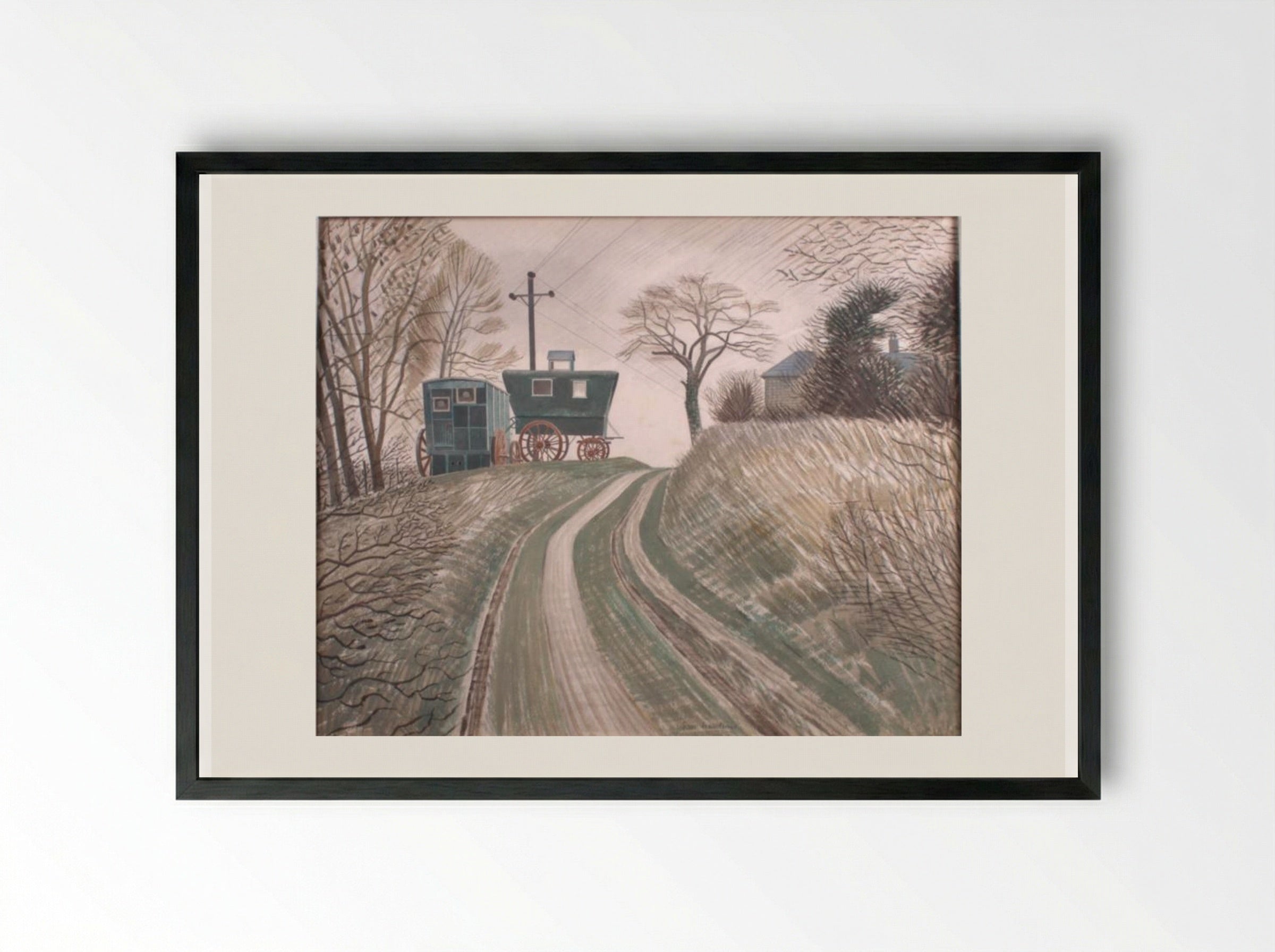 Caravans - Eric Ravilious - Framed Print Black