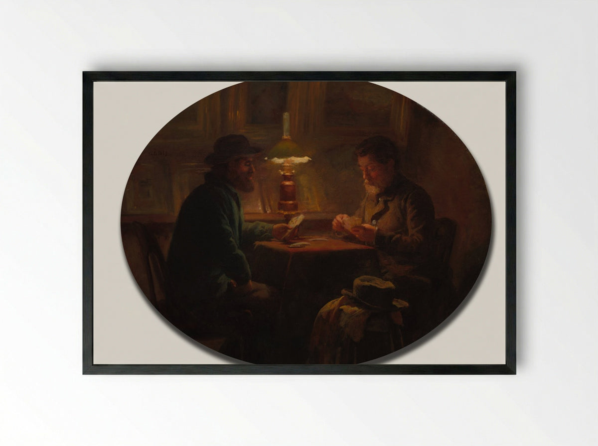 Card Game at le Père Martin - Adolphe-Félix Cals - Framed Print Black
