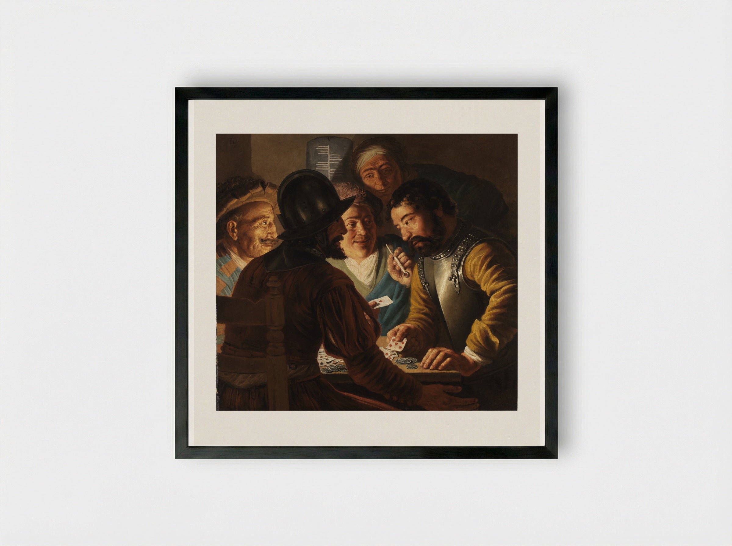 Card Players and Death - Jan Lievens - Framed Print Black