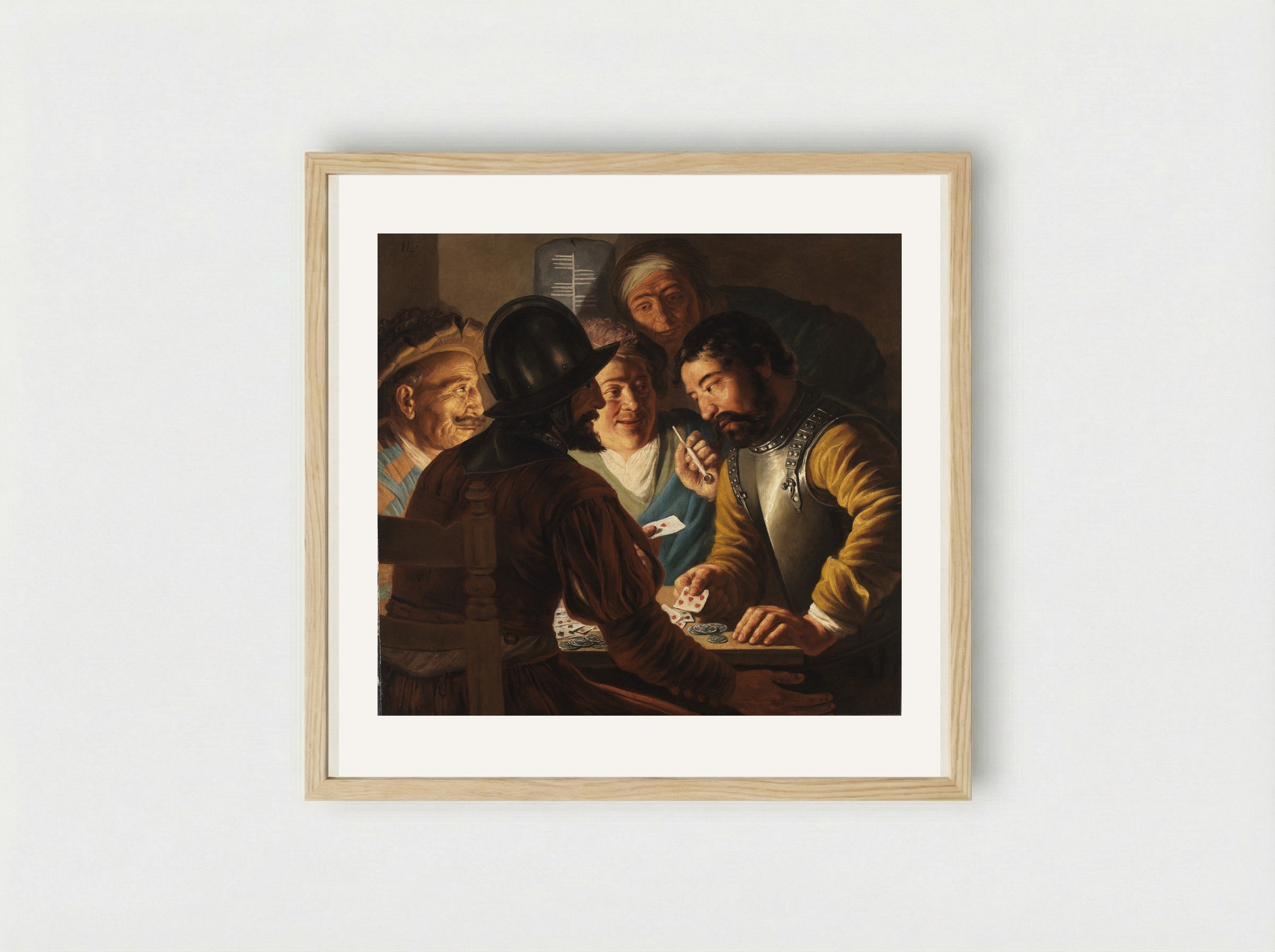 Card Players and Death - Jan Lievens - Framed Print Wood