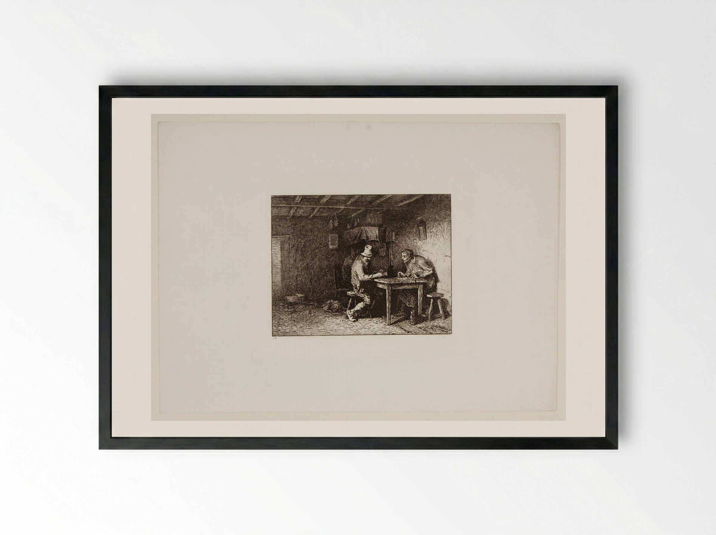 Card Players - Charles-Émile Jacque - Framed Print Black