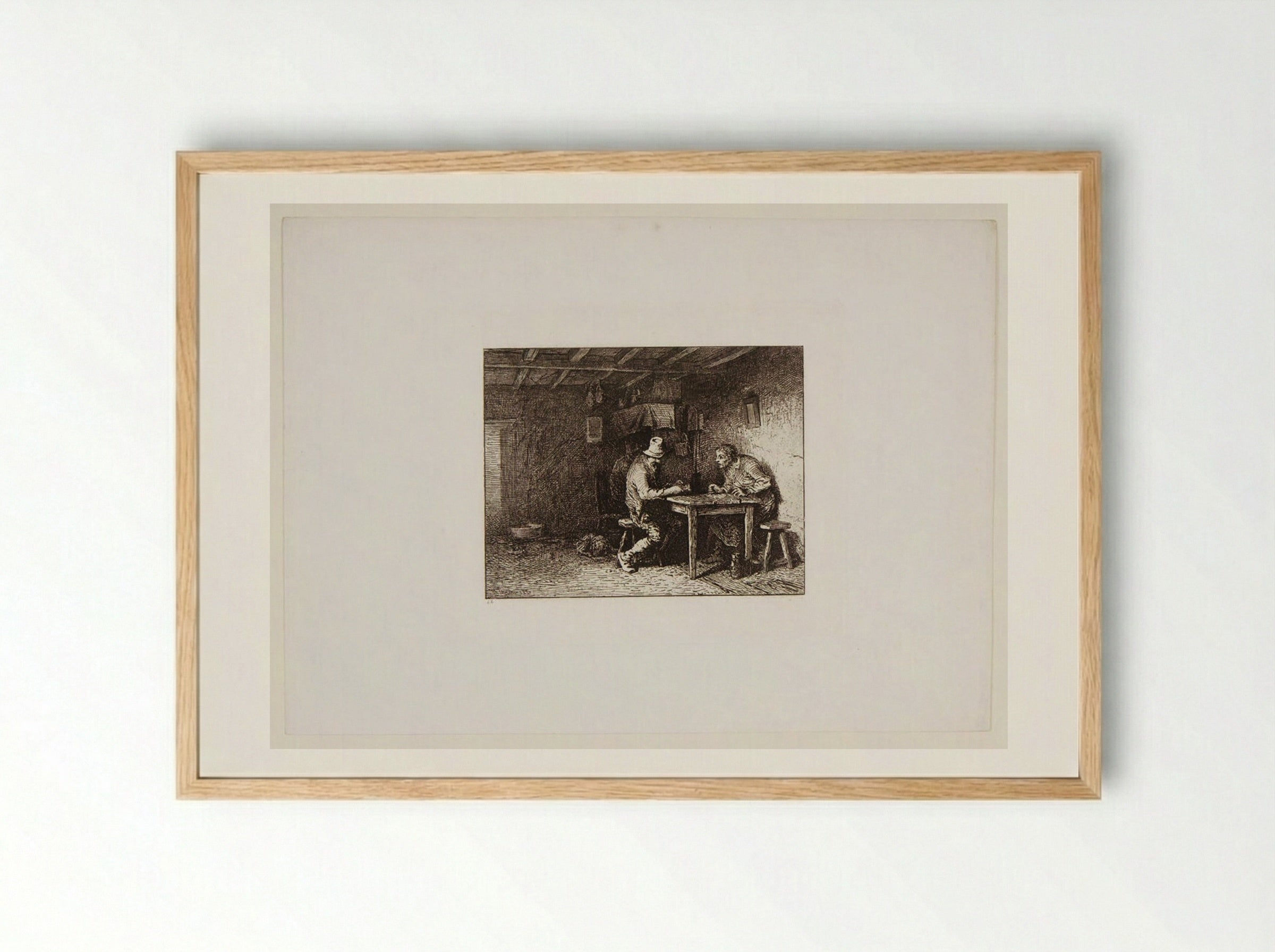 Card Players - Charles-Émile Jacque - Framed Print Wood
