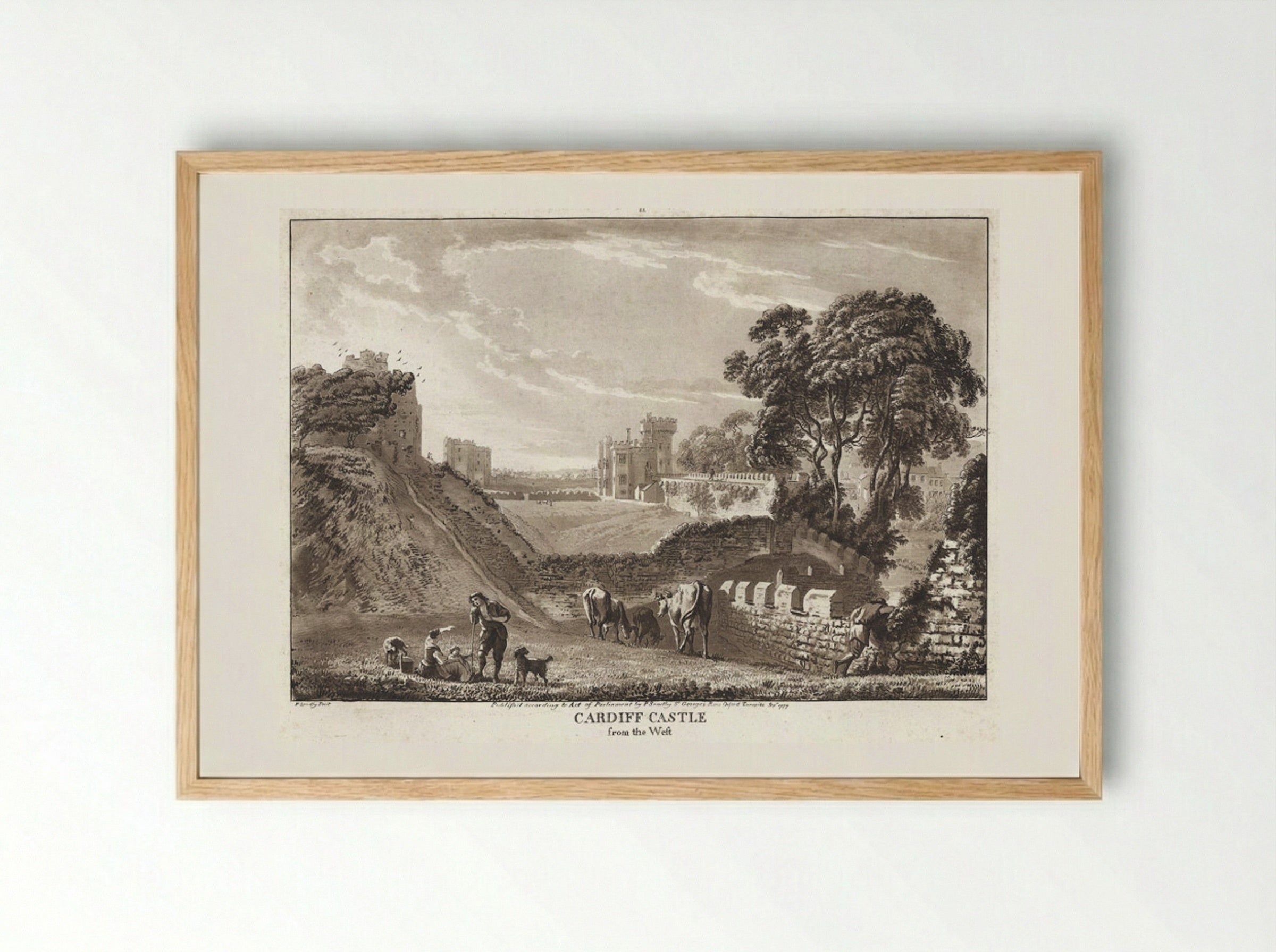 Cardiff Castle from the West - Paul Sandby - Framed Print Wood