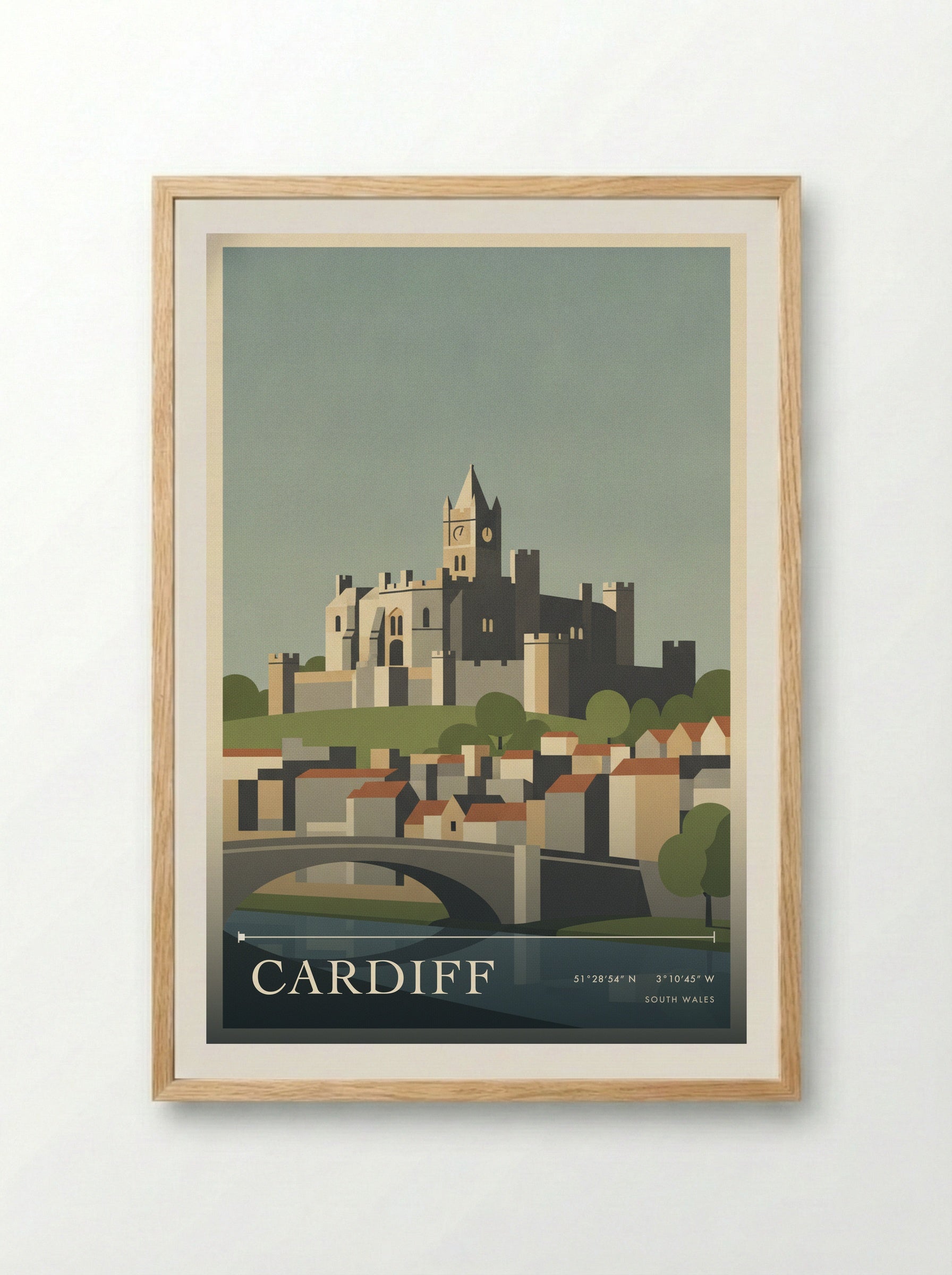 Cardiff South Wales Wales Travel Poster - Framed Print Wood