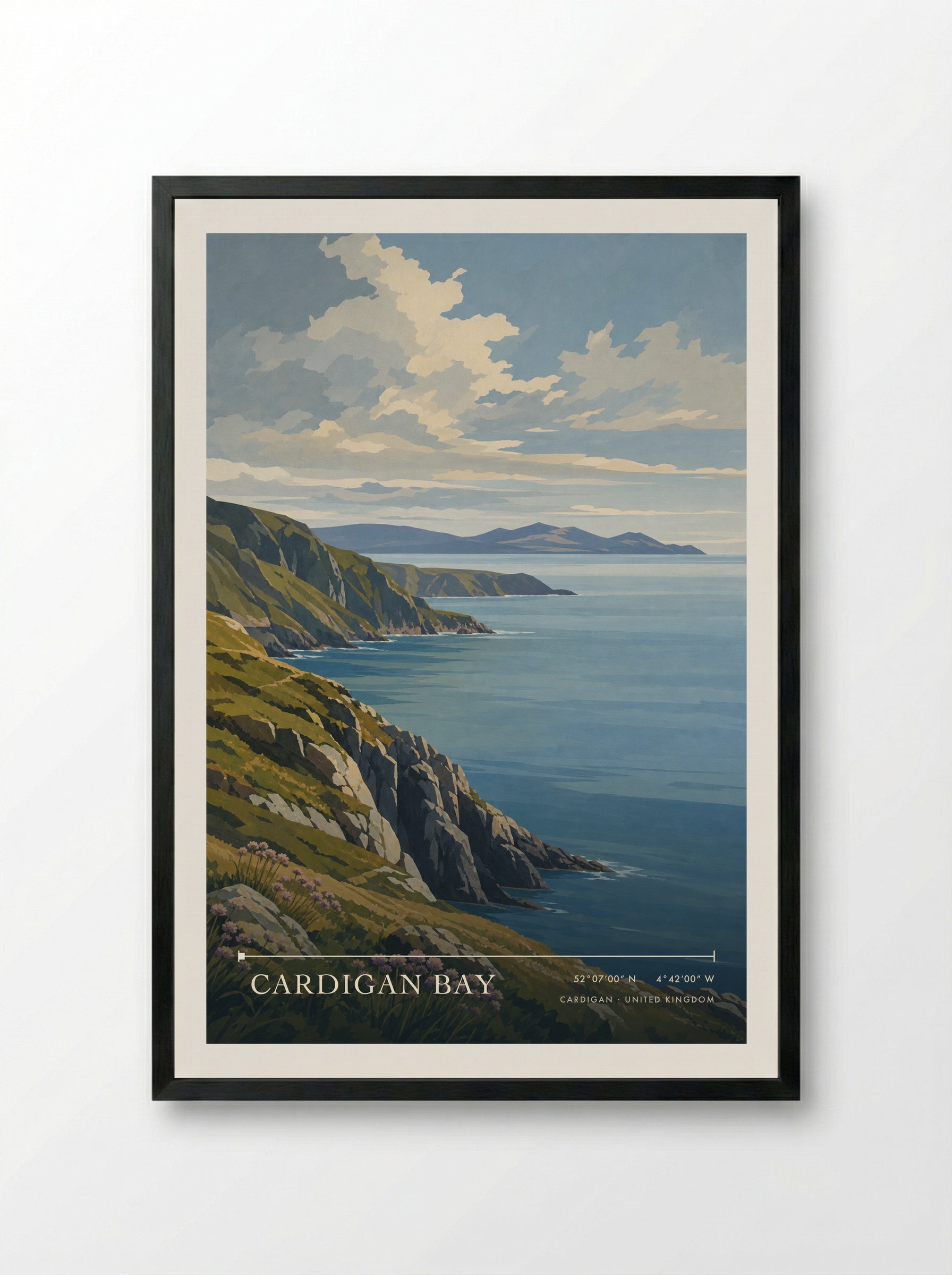 Cardigan Bay United Kingdom Travel Poster - Framed Print Black