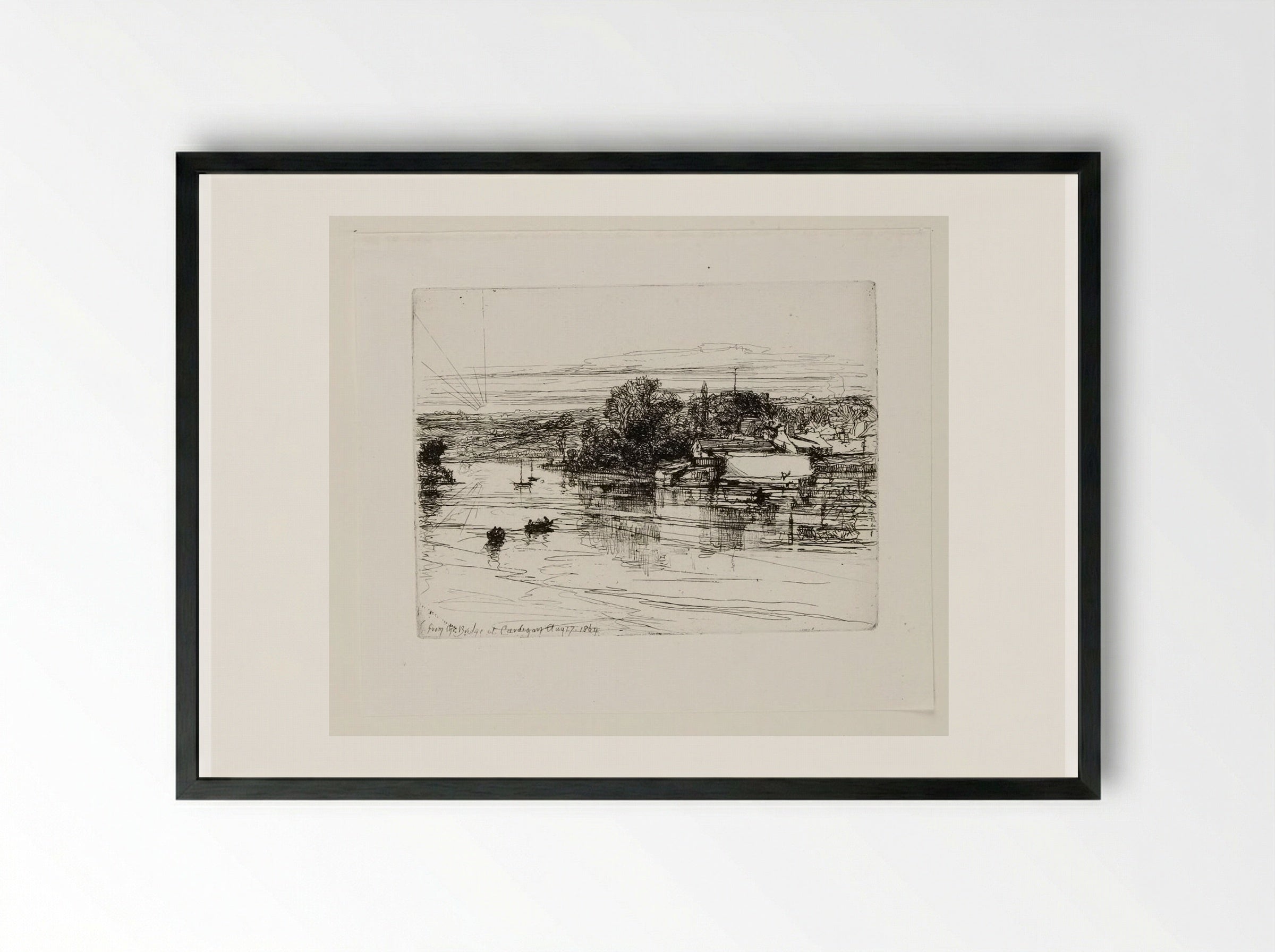 Cardigan Bridge - Francis Seymour Haden - Framed Print Black