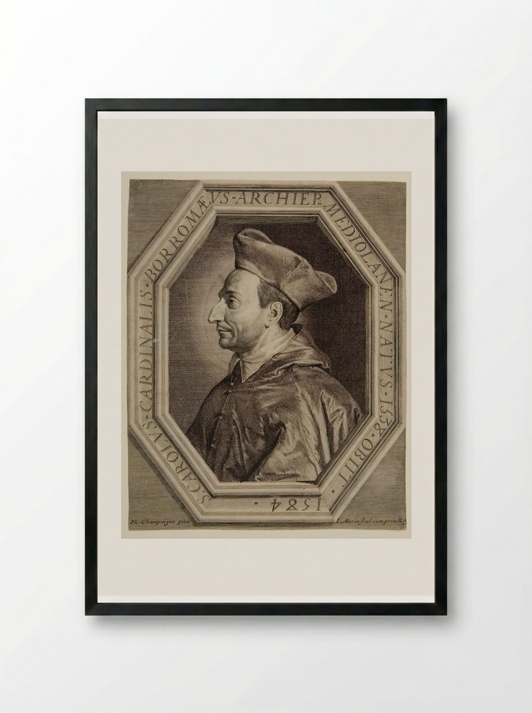 Cardinal Carlo Borromeo - Jean Morin - Framed Print Black
