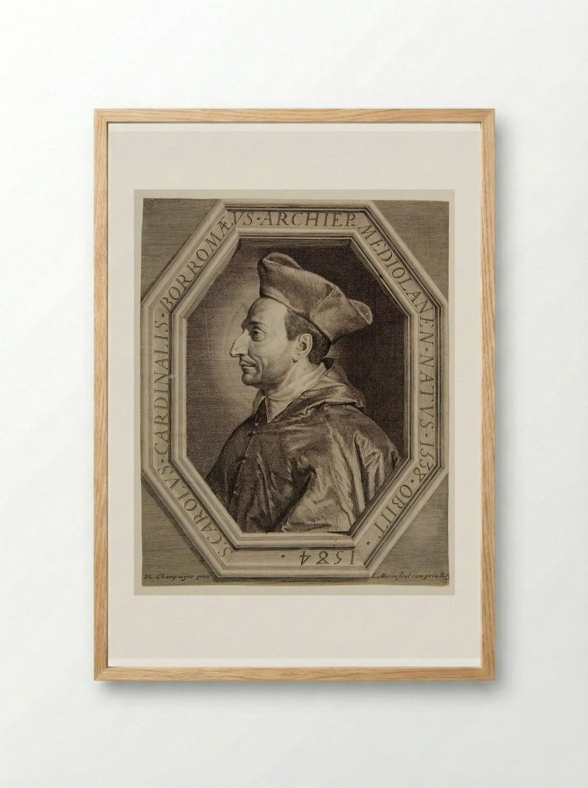 Cardinal Carlo Borromeo - Jean Morin - Framed Print Wood