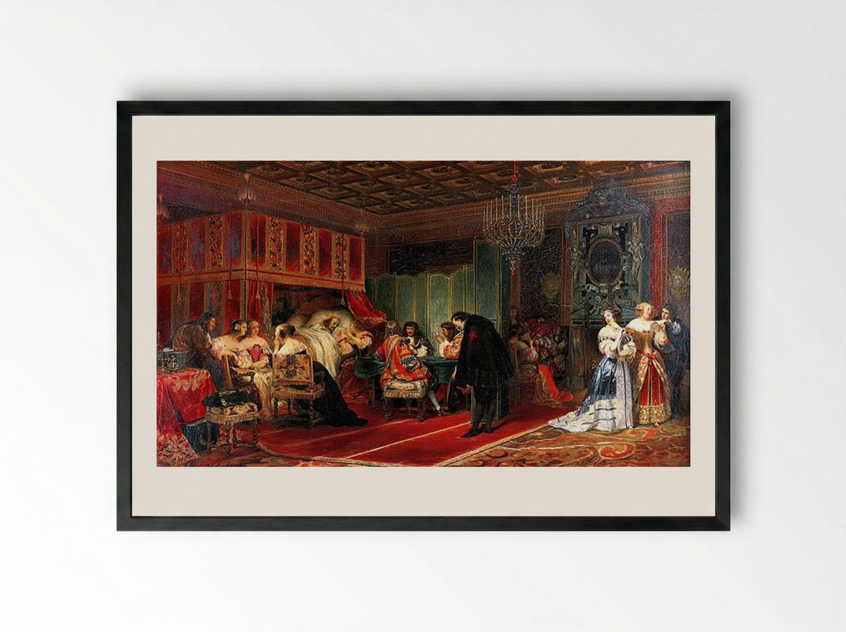 Cardinal Mazarin Dying - Paul Delaroche - Framed Print Black