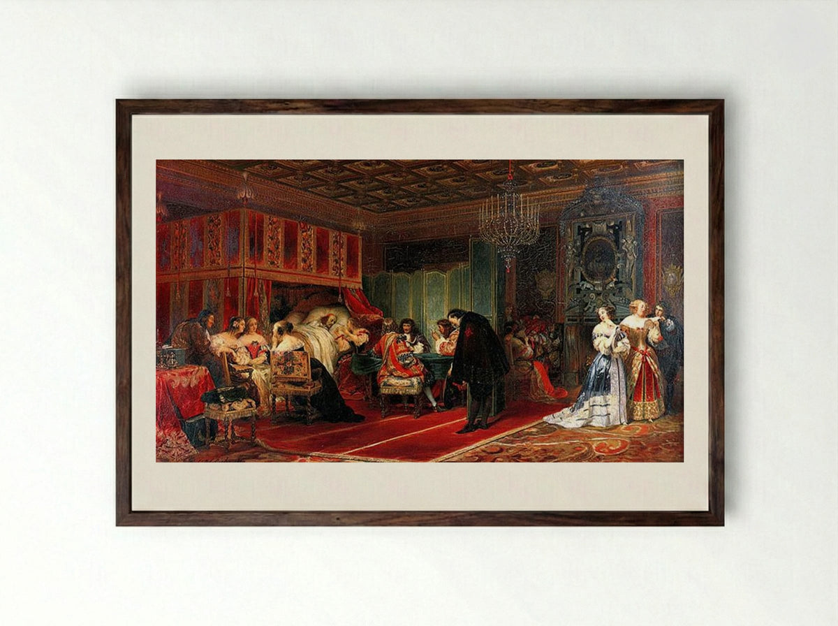 Cardinal Mazarin Dying - Paul Delaroche - Framed Print Dark Wood