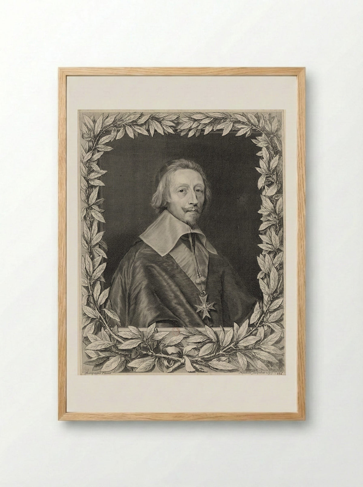Cardinal Richelieu (Armand-Jean du Plessis) - Robert Nanteuil - Framed Print Wood