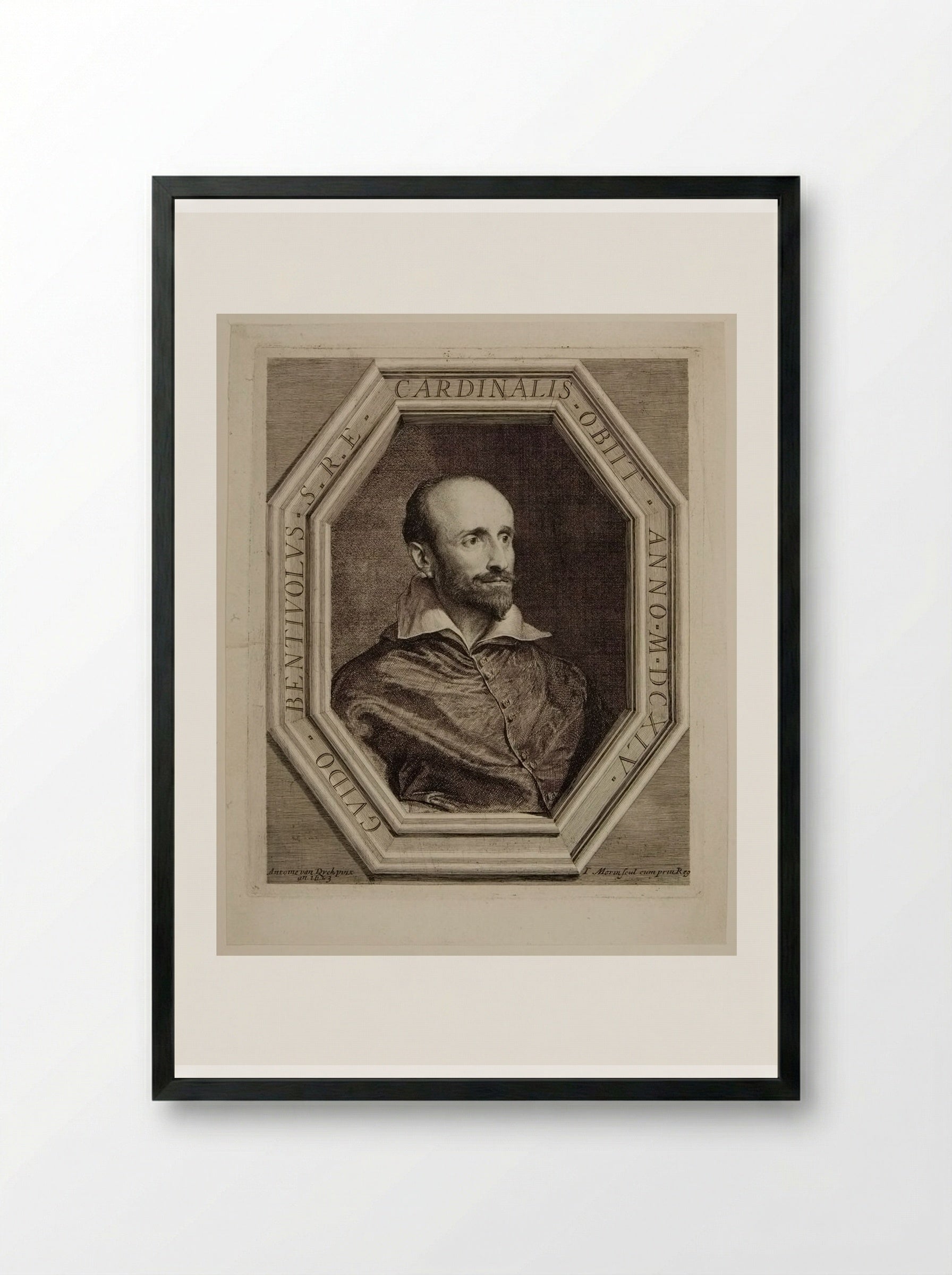 Cardinalis Guido Bentivolus - Jean Morin - Framed Print Black