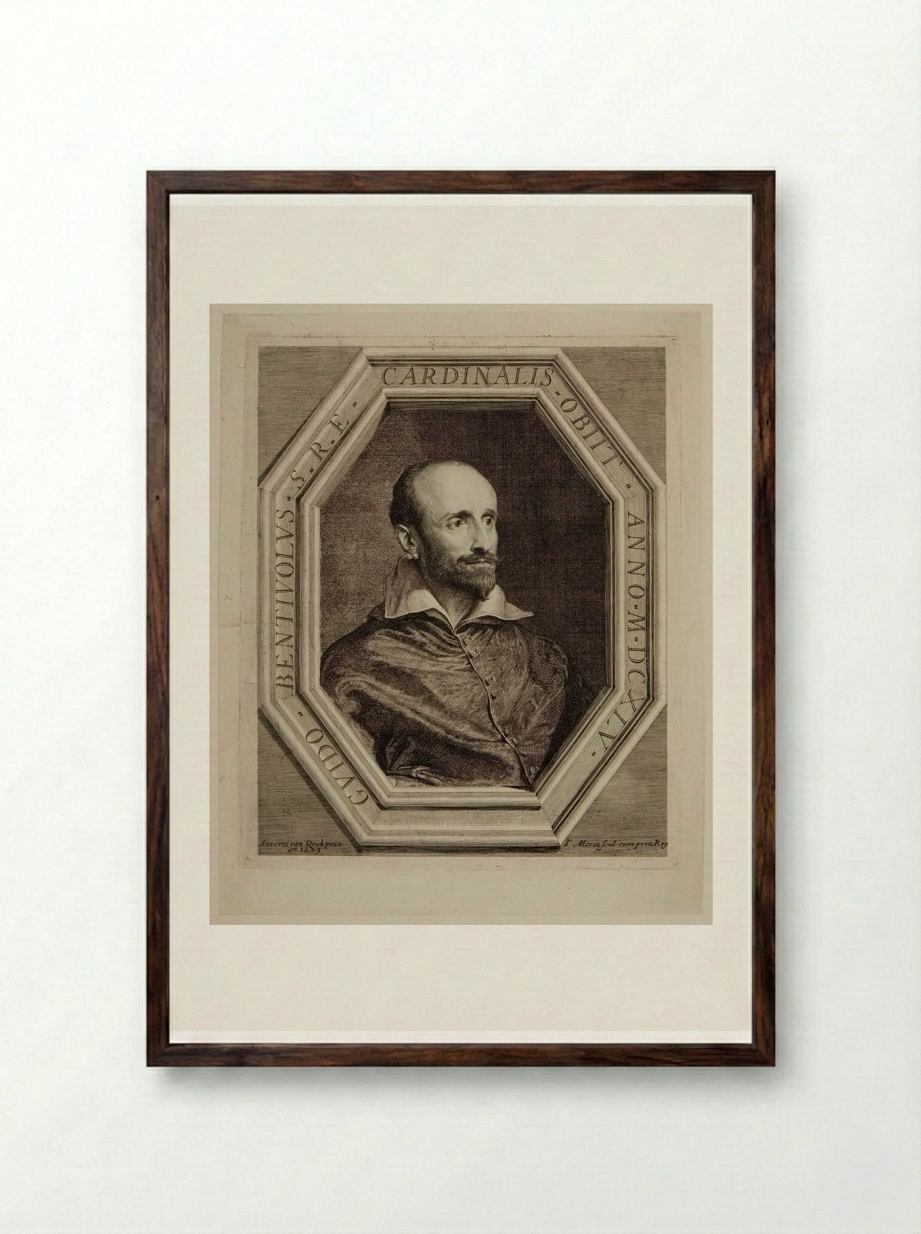 Cardinalis Guido Bentivolus - Jean Morin - Framed Print Dark Wood