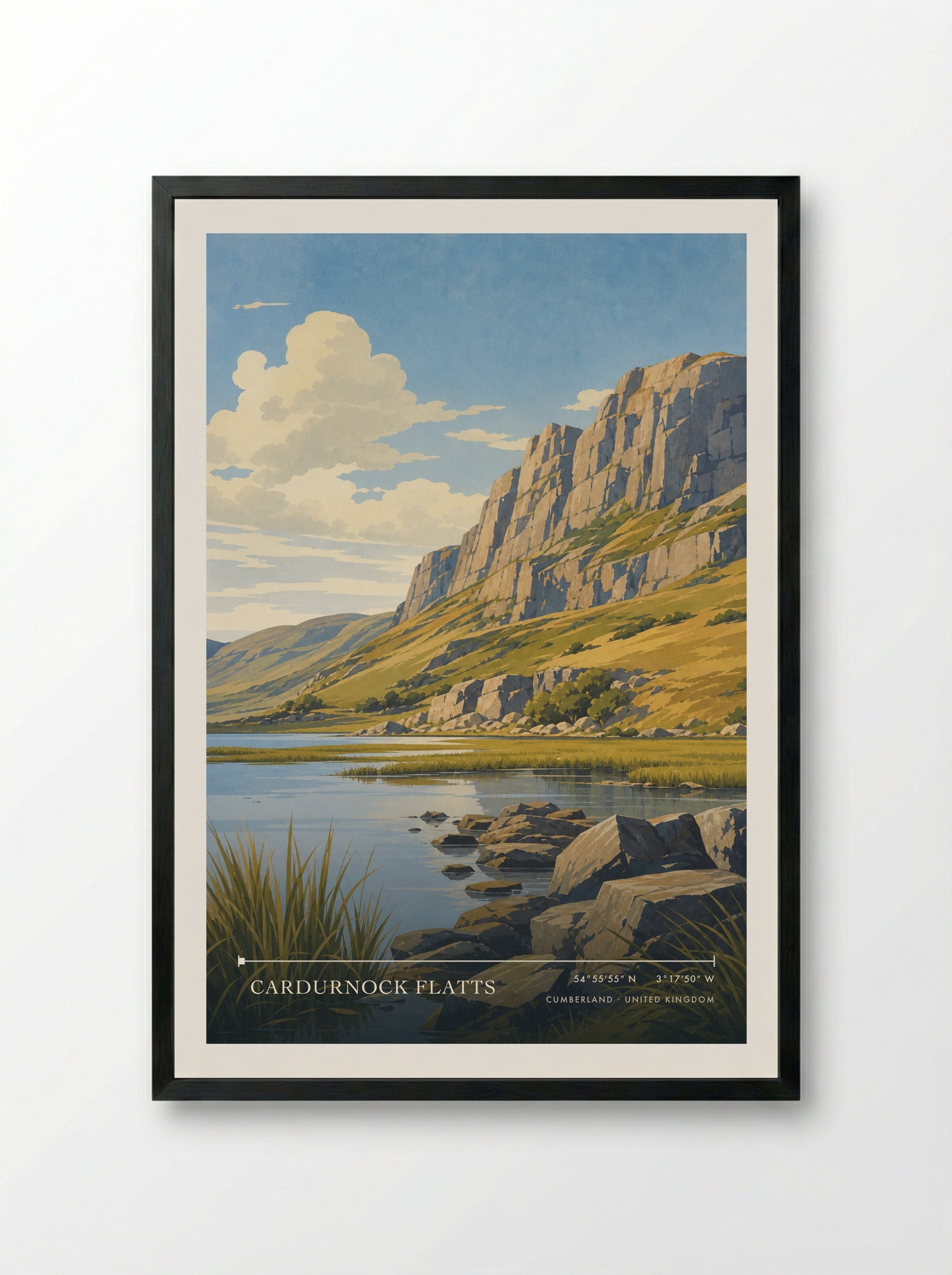 Cardurnock Flatts Cumberland United Kingdom Travel Poster - Framed Print Black