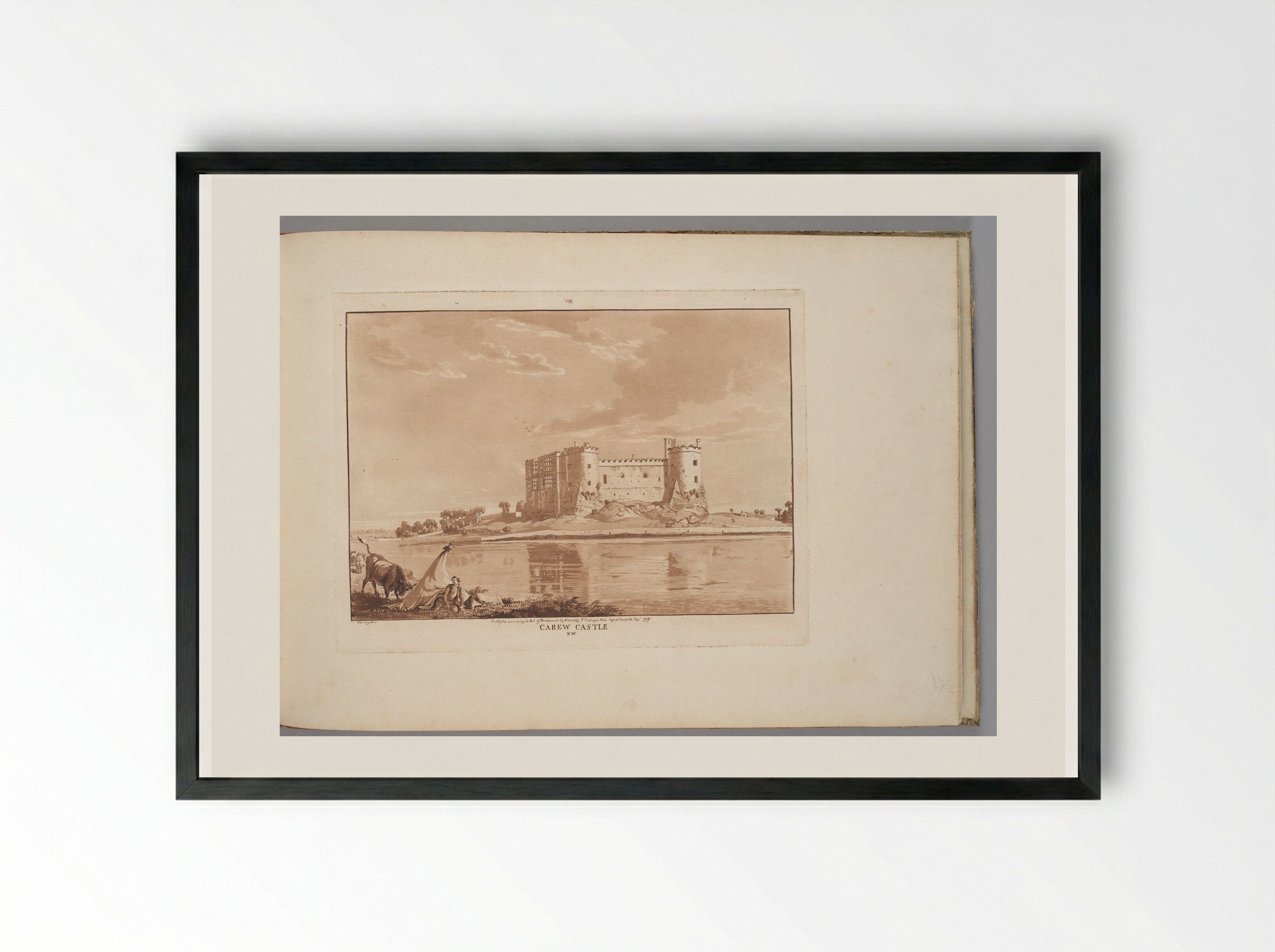 Carew Castle N. W. - Paul Sandby - Framed Print Black