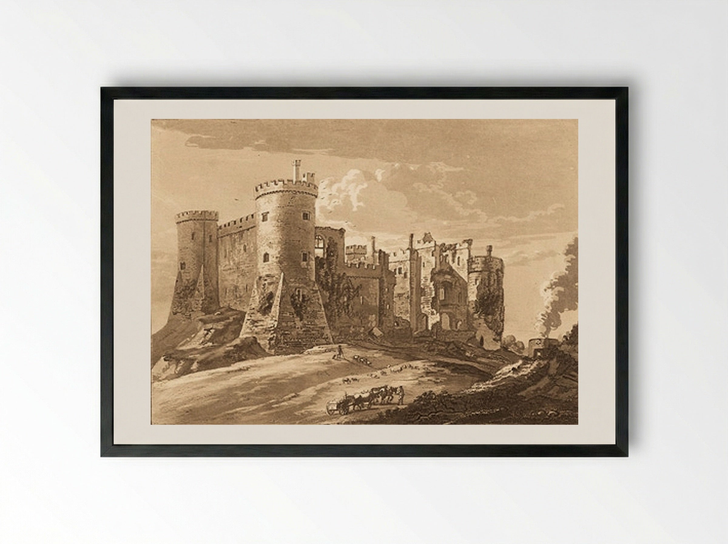 Carey Castle in Pembrokeshire - Paul Sandby - Framed Print Black
