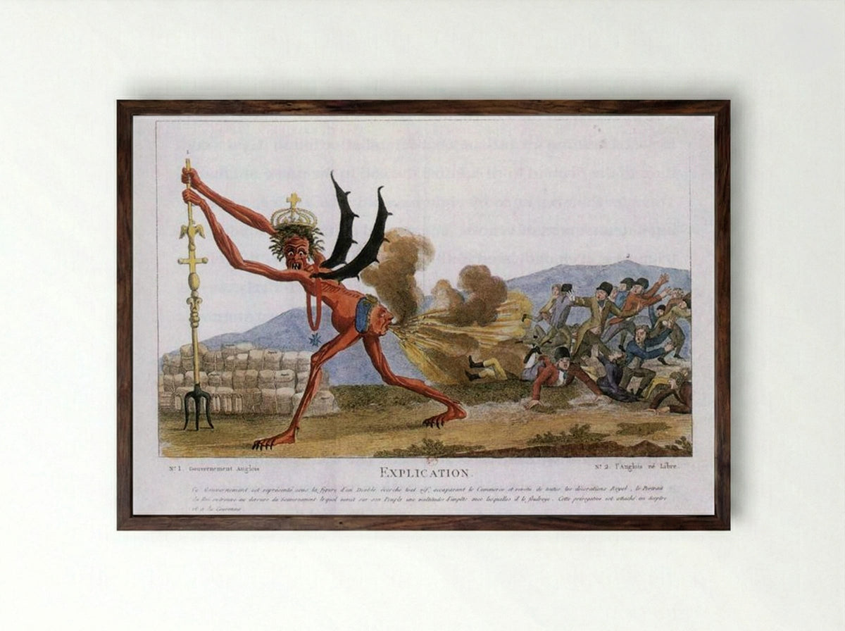 Caricature of the English Government - Jacques-Louis David - Framed Print Dark Wood