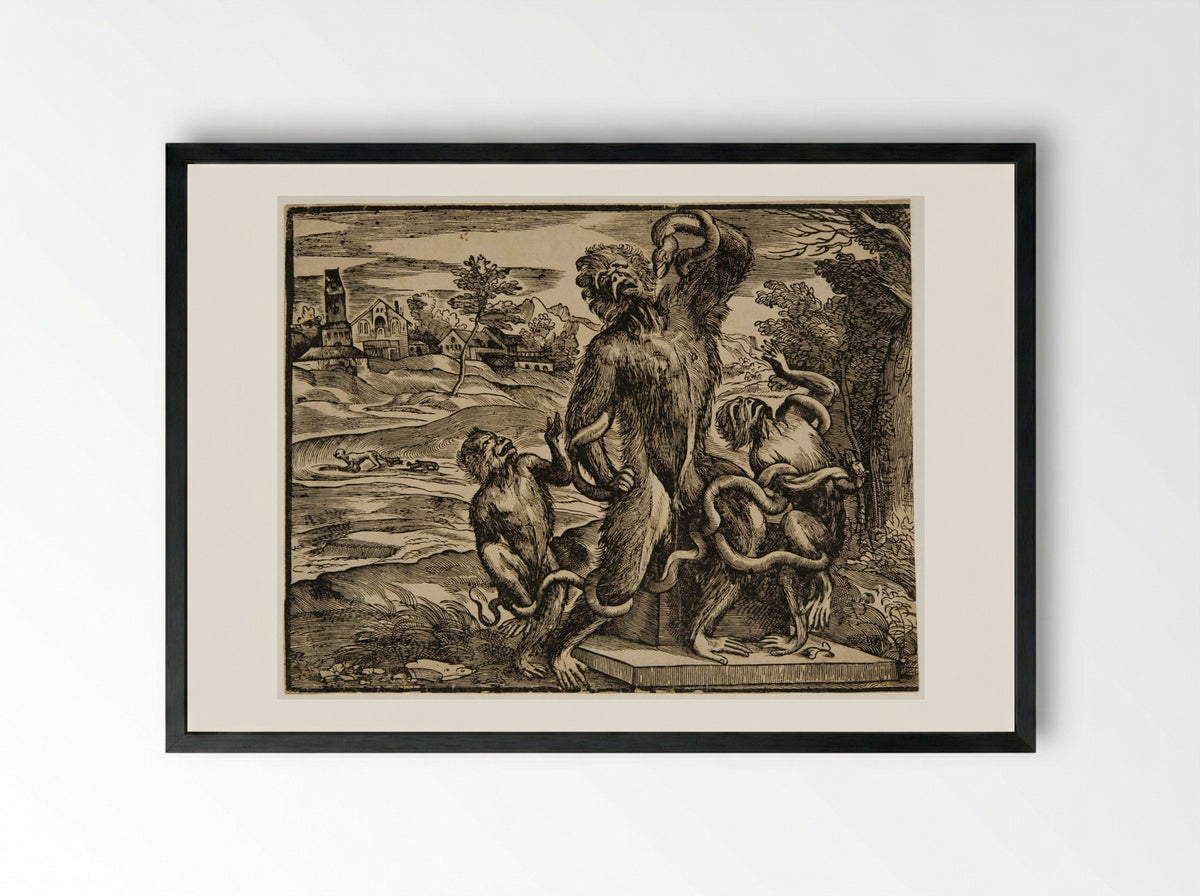 Caricature of the Laocoön - Nicolò Boldrini - Framed Print Black