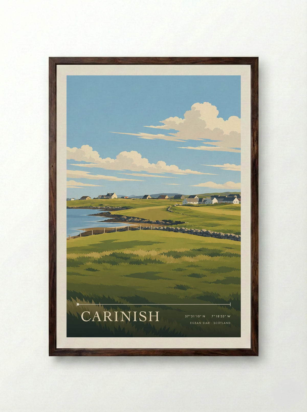 Carinish, Eilean Siar | Travel Poster - Framed Print Dark Wood