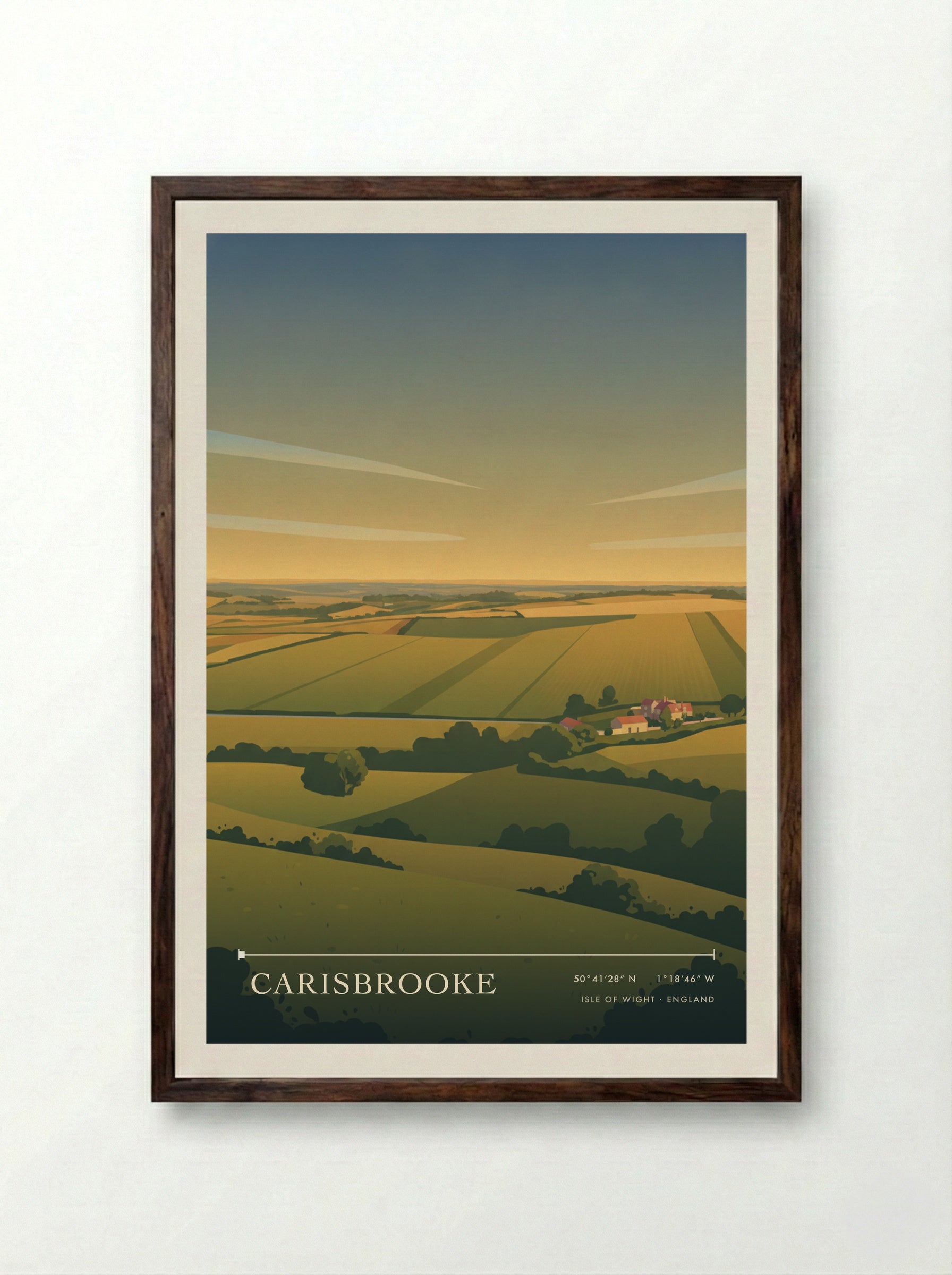 Carisbrooke Isle of Wight England Travel Poster - Framed Print Dark Wood