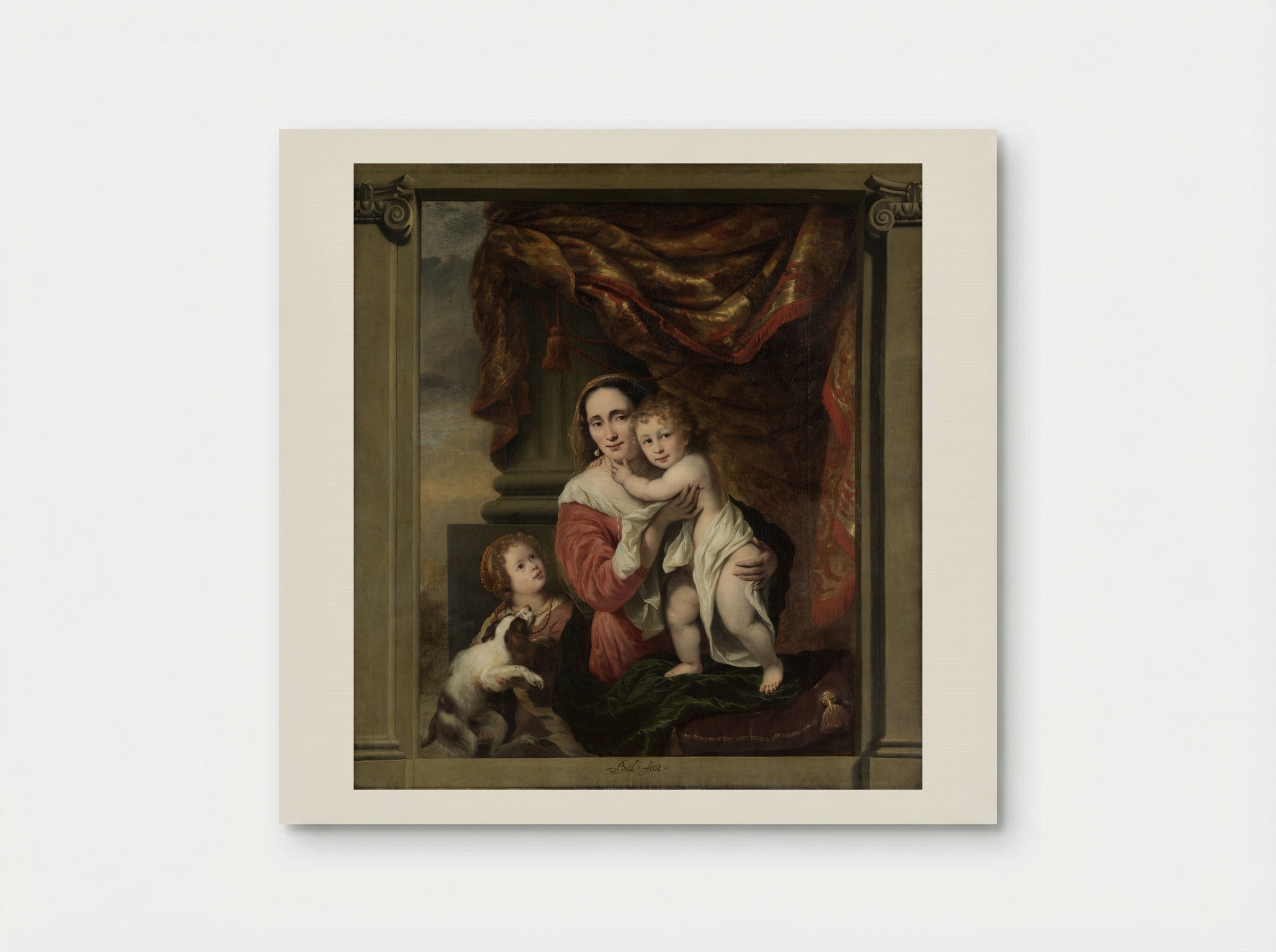 Caritas: Joanna de Geer with her children Cecilia and Laurens Trip - Ferdinand Bol - Poster