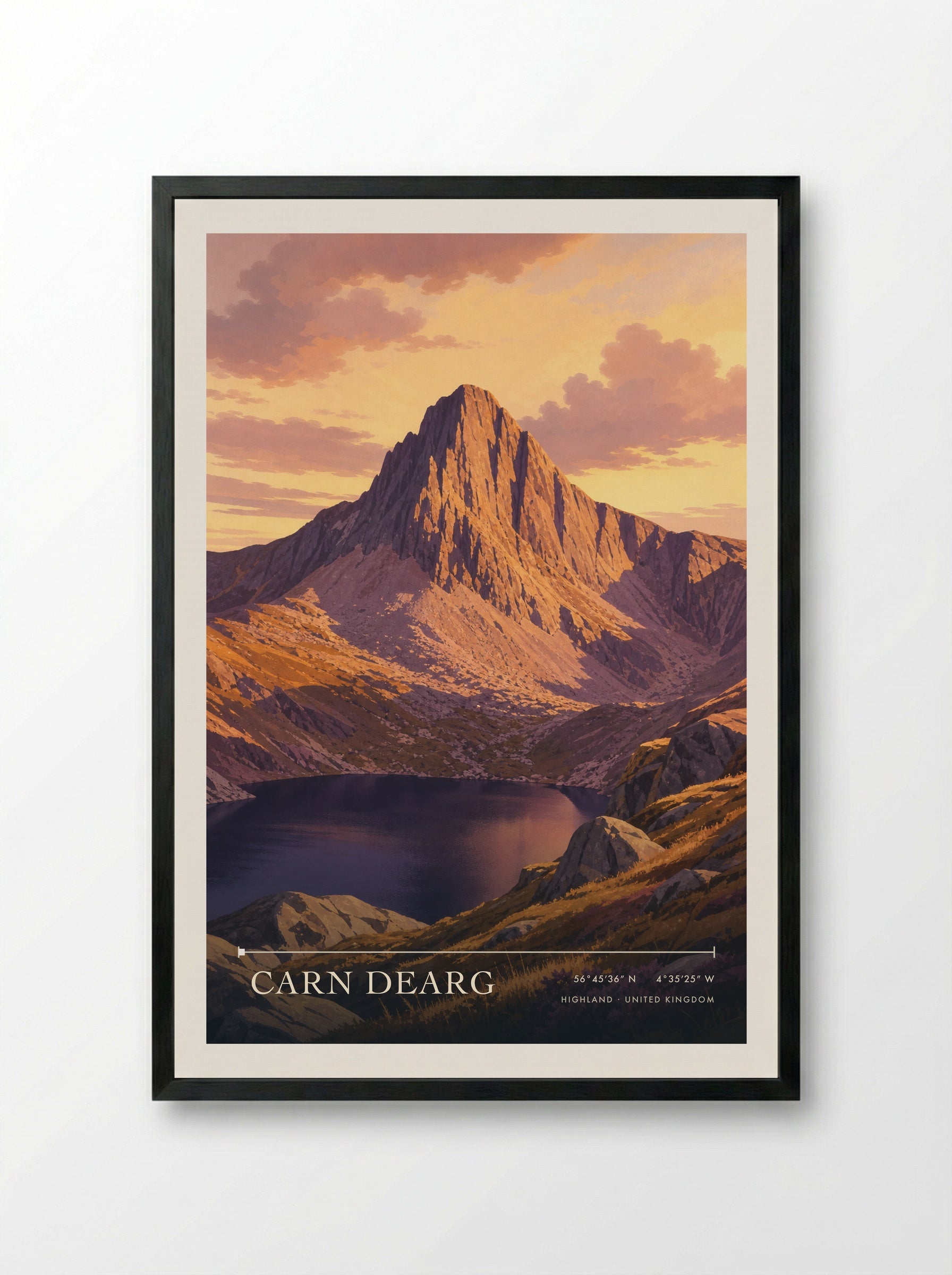 Carn Dearg Highland United Kingdom Travel Poster - Framed Print Black