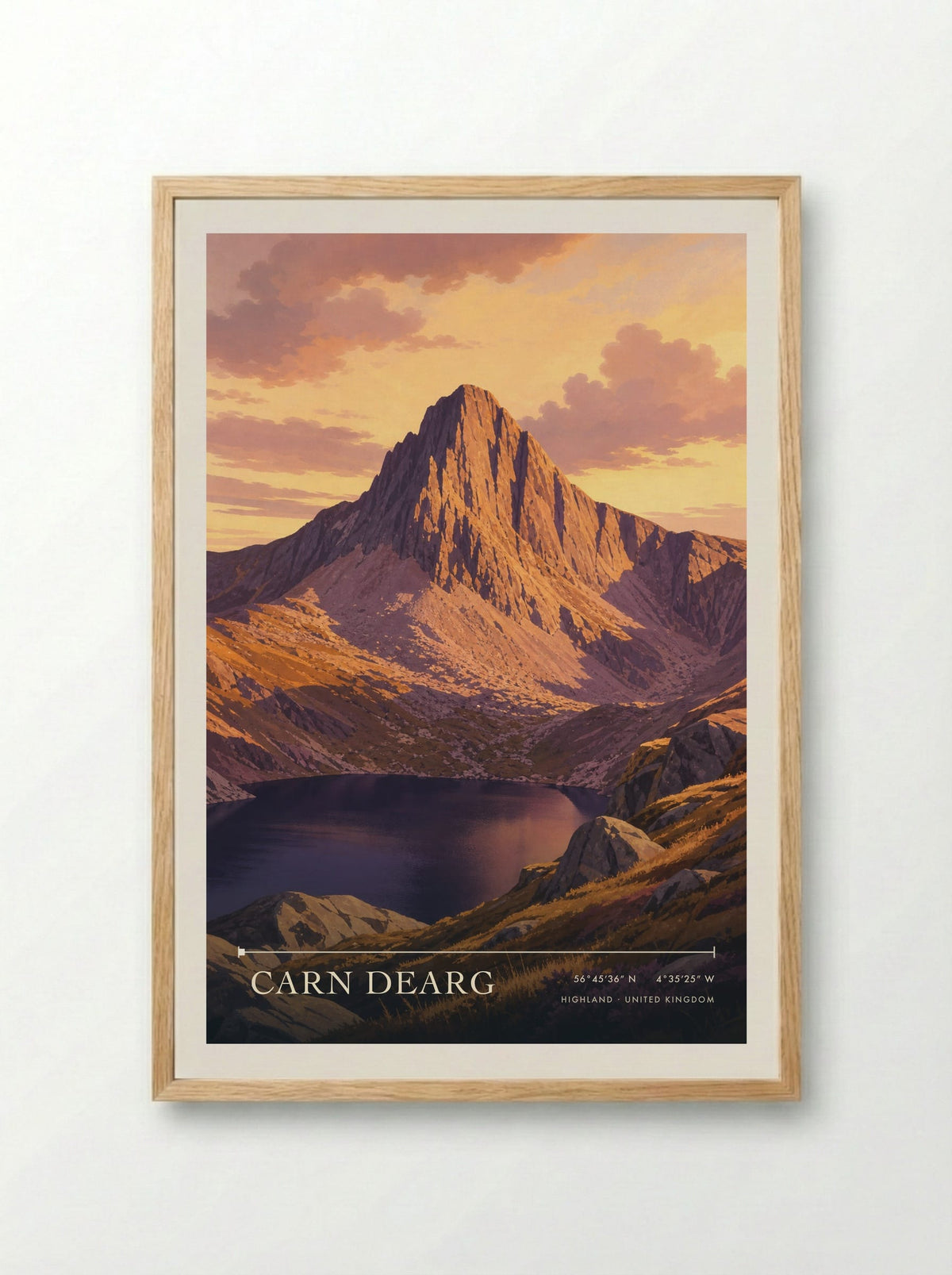 Carn Dearg Highland United Kingdom Travel Poster - Framed Print Wood