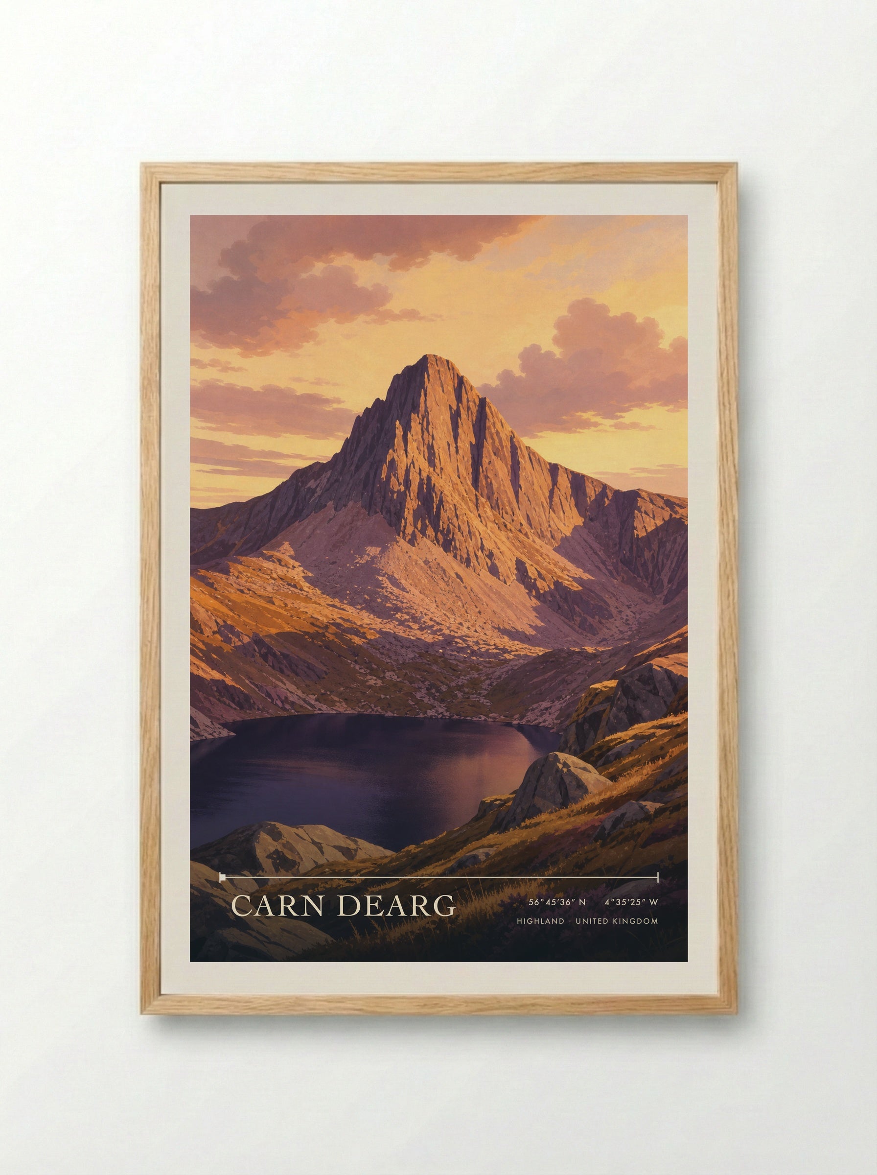 Carn Dearg Highland United Kingdom Travel Poster - Framed Print Wood