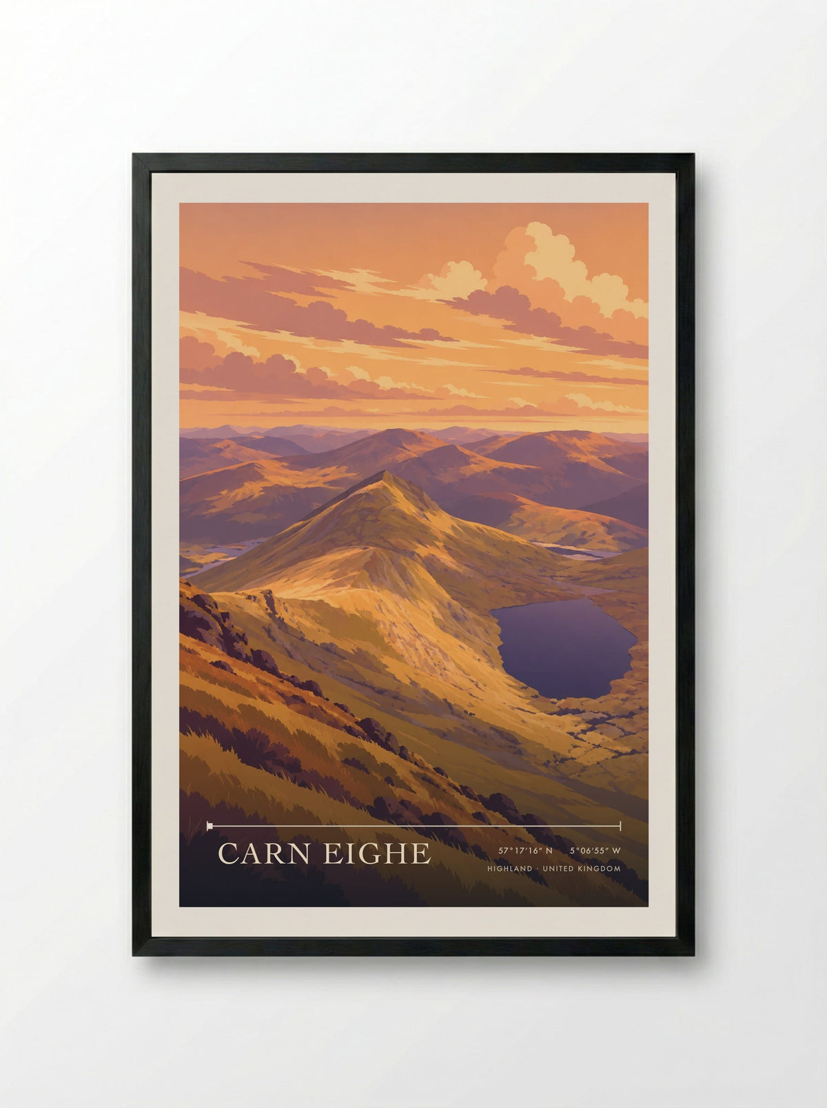 Carn Eighe, Highland | Travel Poster - Framed Print Black