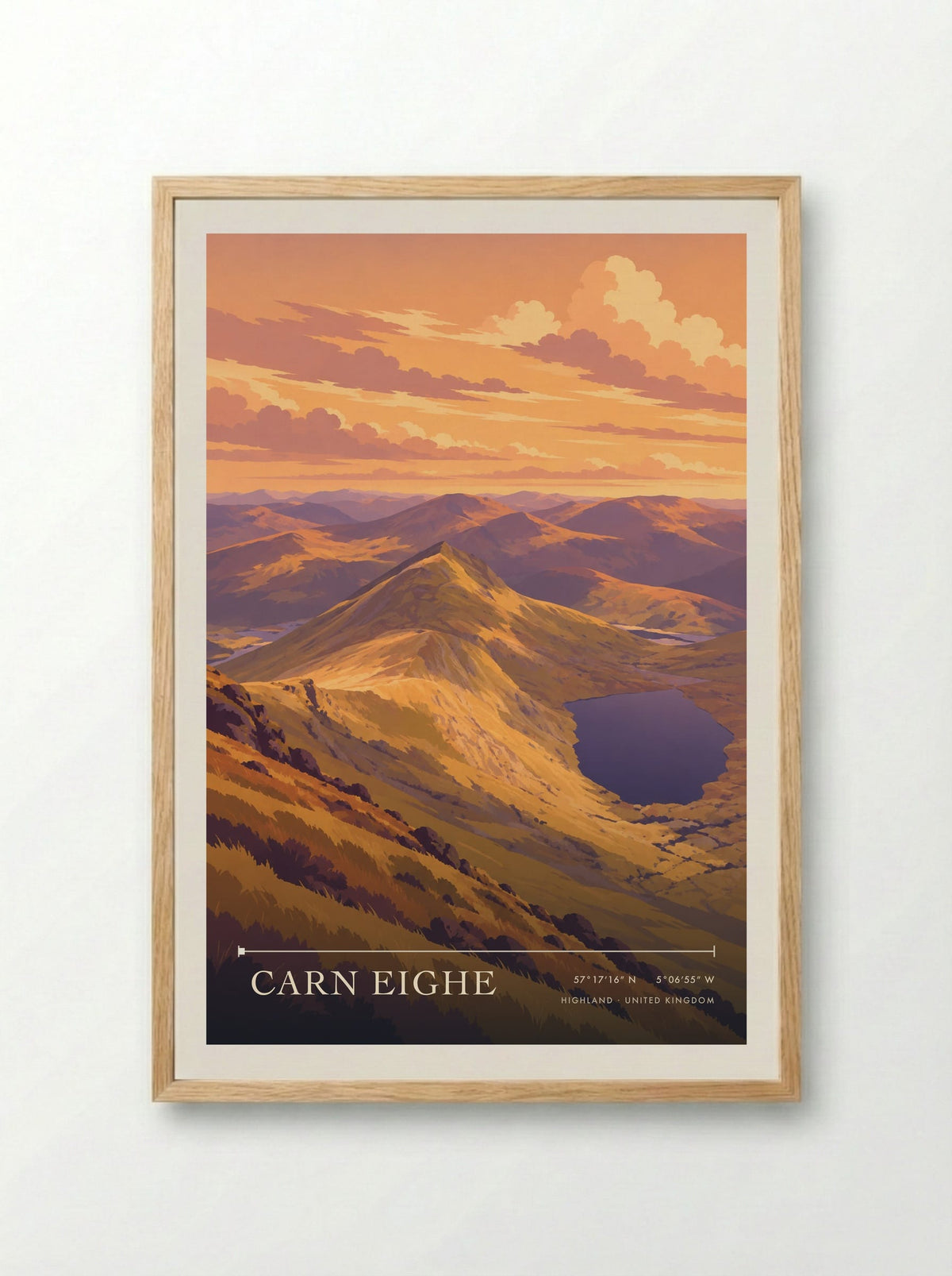 Carn Eighe, Highland | Travel Poster - Framed Print Wood