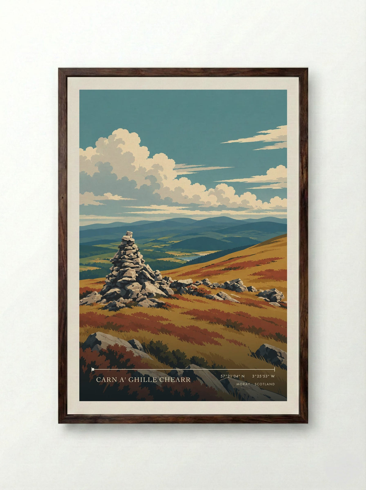 Carn a' Ghille Chearr, Moray | Travel Poster - Framed Print Dark Wood
