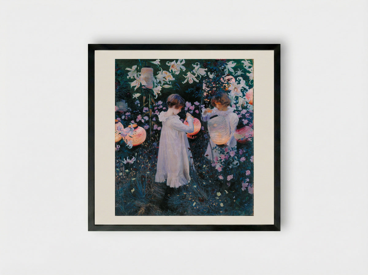 Carnation, Lily, Lily, Rose - John Singer Sargent - Framed Print Black