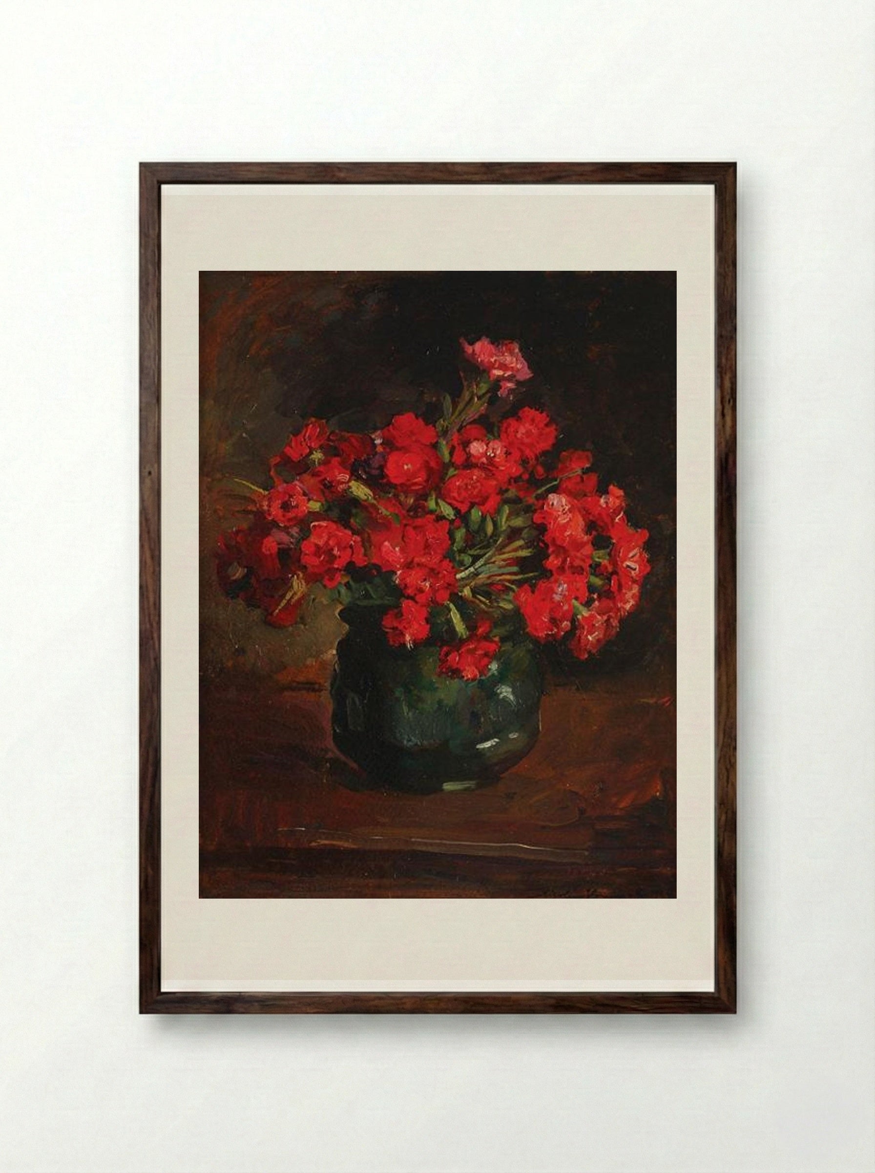 Carnations - Nicolae Vermont - Framed Print Dark Wood