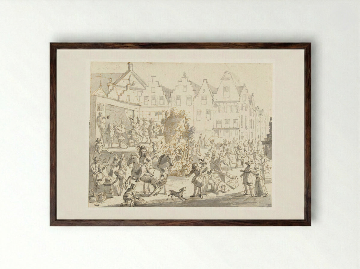 Carnaval te Antwerpen - Gonzales van Heylen - Framed Print Dark Wood