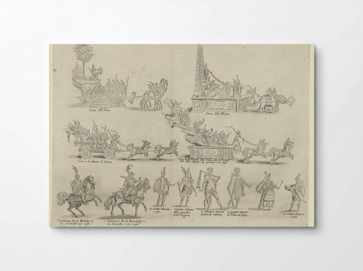 Carnaval te Florence: praalwagens en deelnemers aan de optocht - Zanobi Pignoni - Poster