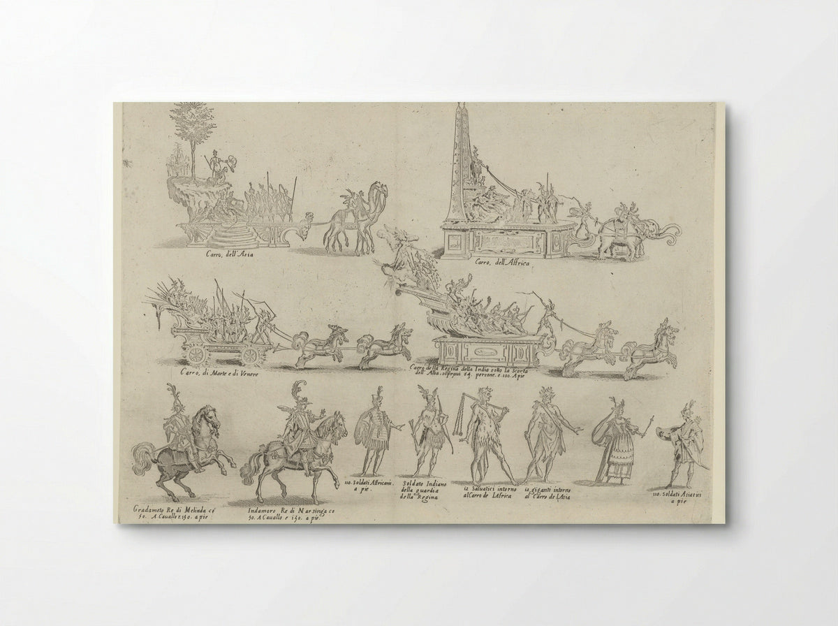 Carnaval te Florence: praalwagens en deelnemers aan de optocht - Zanobi Pignoni - Poster
