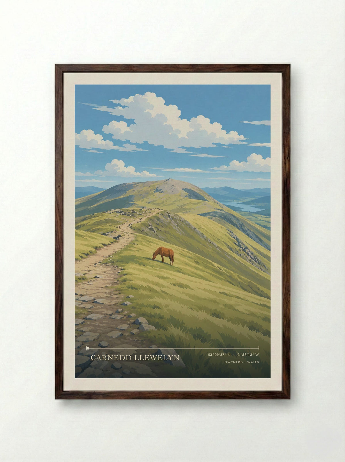 Carnedd Llewelyn, Gwynedd | Travel Poster - Framed Print Dark Wood