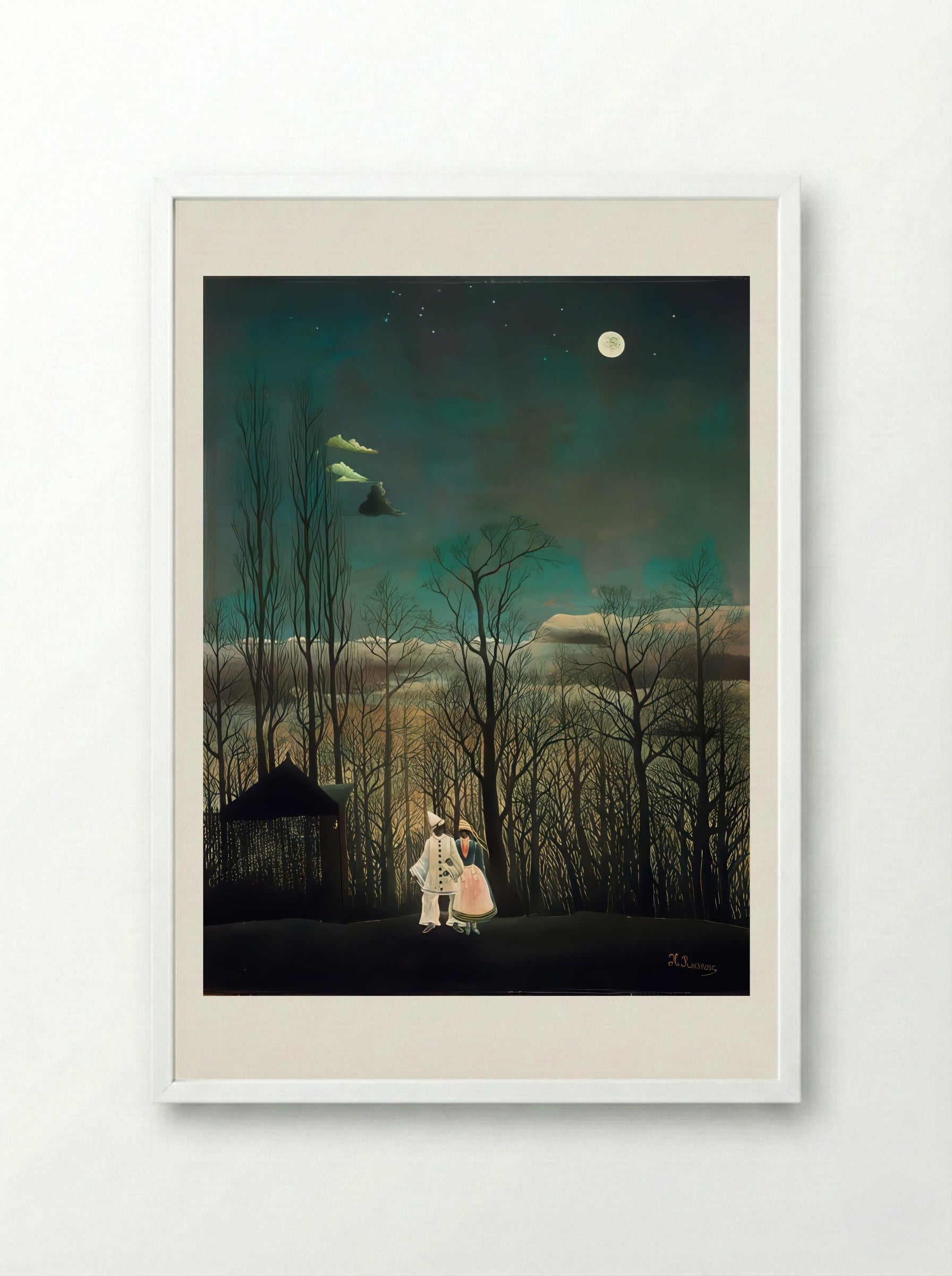 Carnival Evening by Henri Rousseau – Surreal Forest Landscape Art Print - Framed Print White