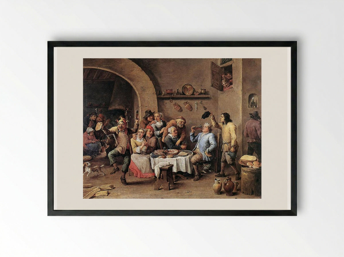Carnival: 'The King Drinks' - David Teniers the Younger - Framed Print Black