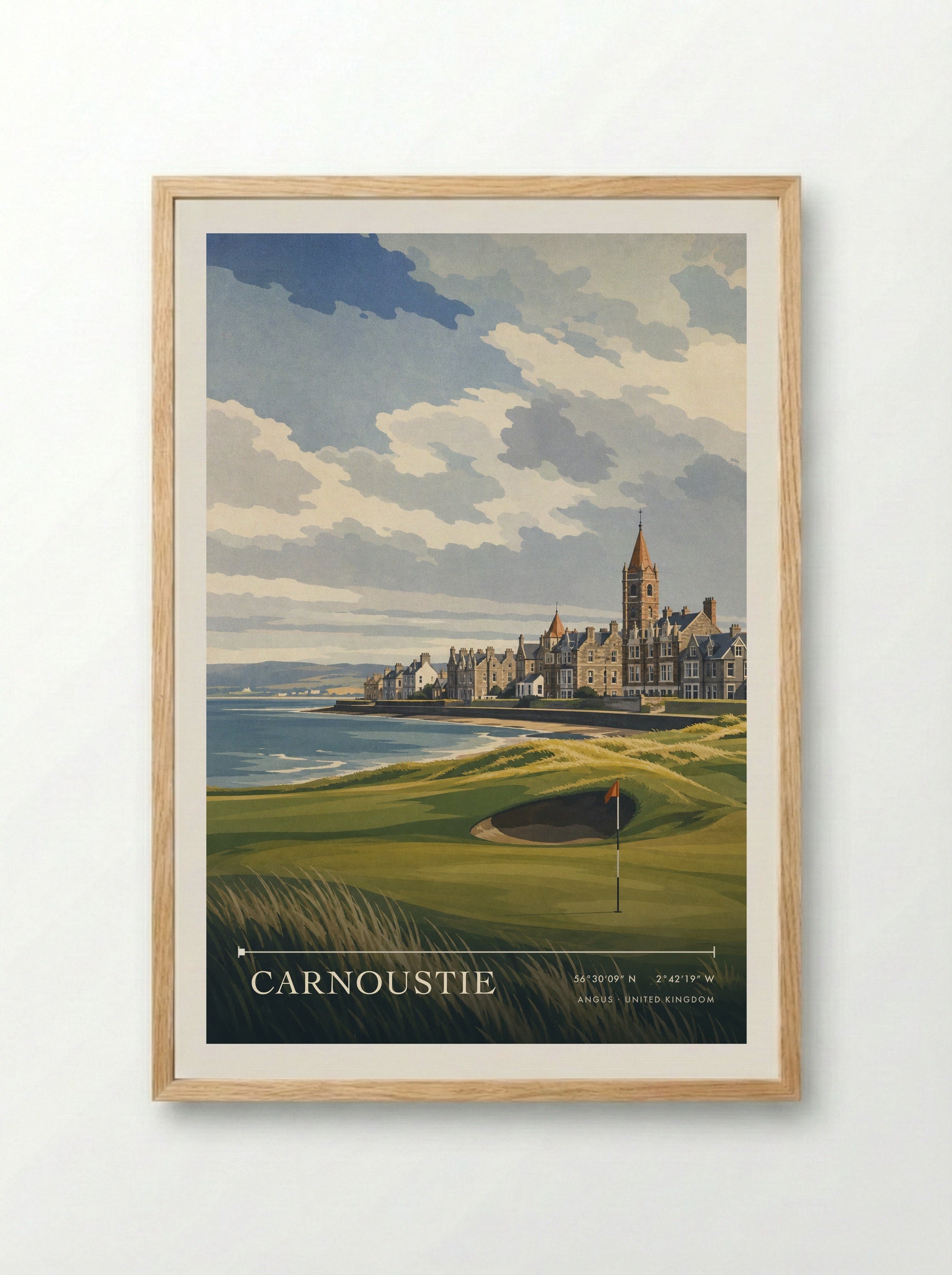 Carnoustie Angus United Kingdom Travel Poster - Framed Print Wood