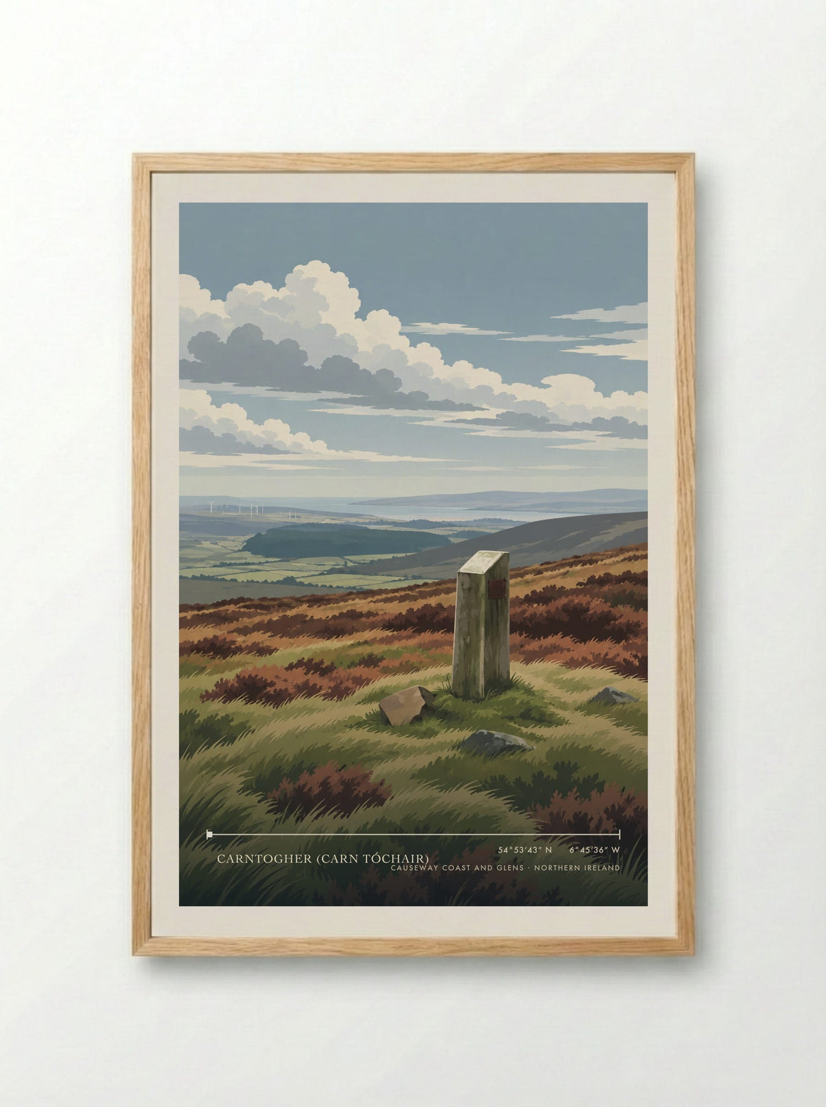 Carntogher (Carn Tóchair), Causeway Coast and Glens | Travel Poster - Framed Print Wood