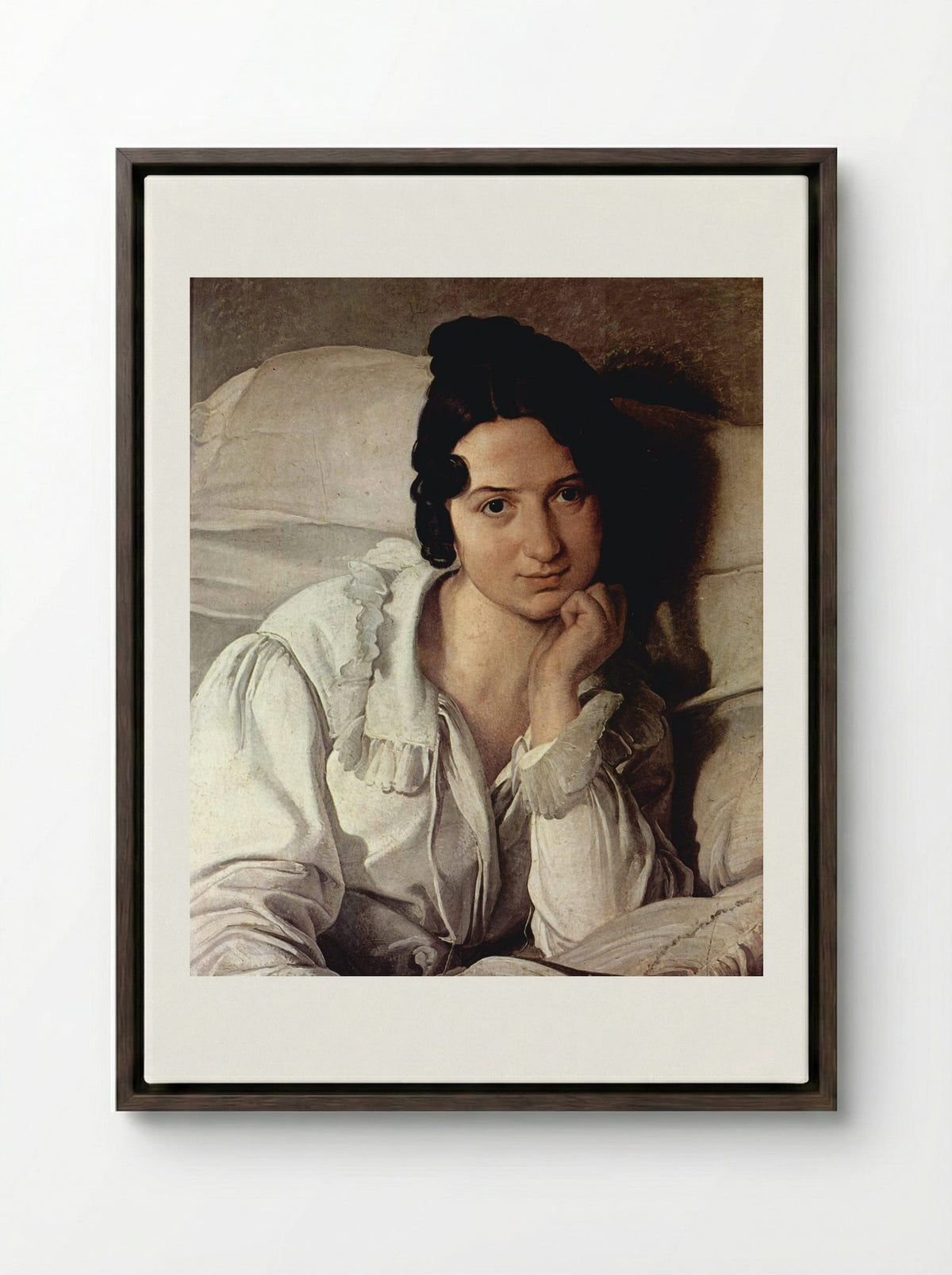 Carolina Zucchi (La Malata) - Francesco Hayez - Framed Canvas Dark Wood