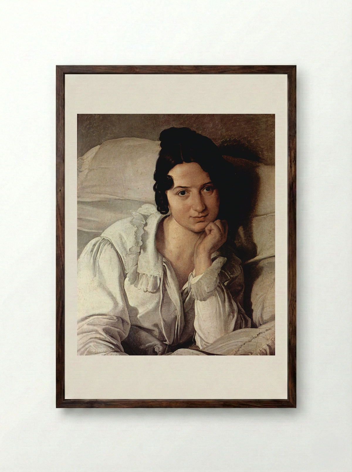 Carolina Zucchi (La Malata) - Francesco Hayez - Framed Print Dark Wood
