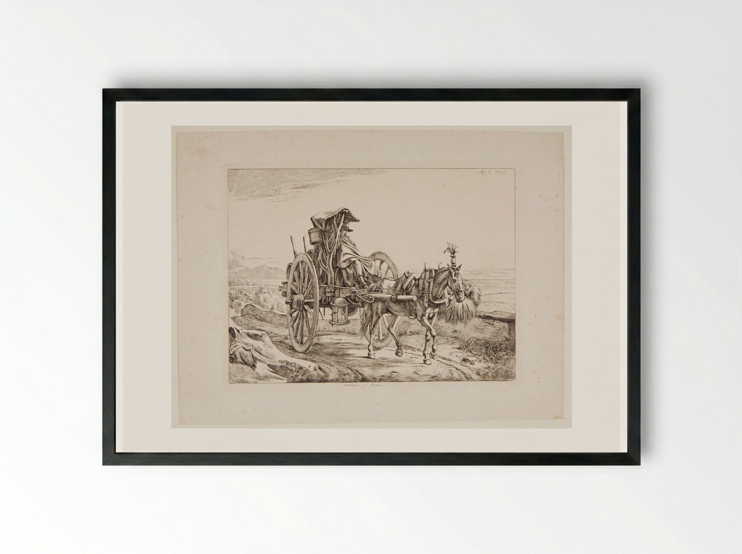 Carretiere di Roma - Johann Adam Klein - Framed Print Black