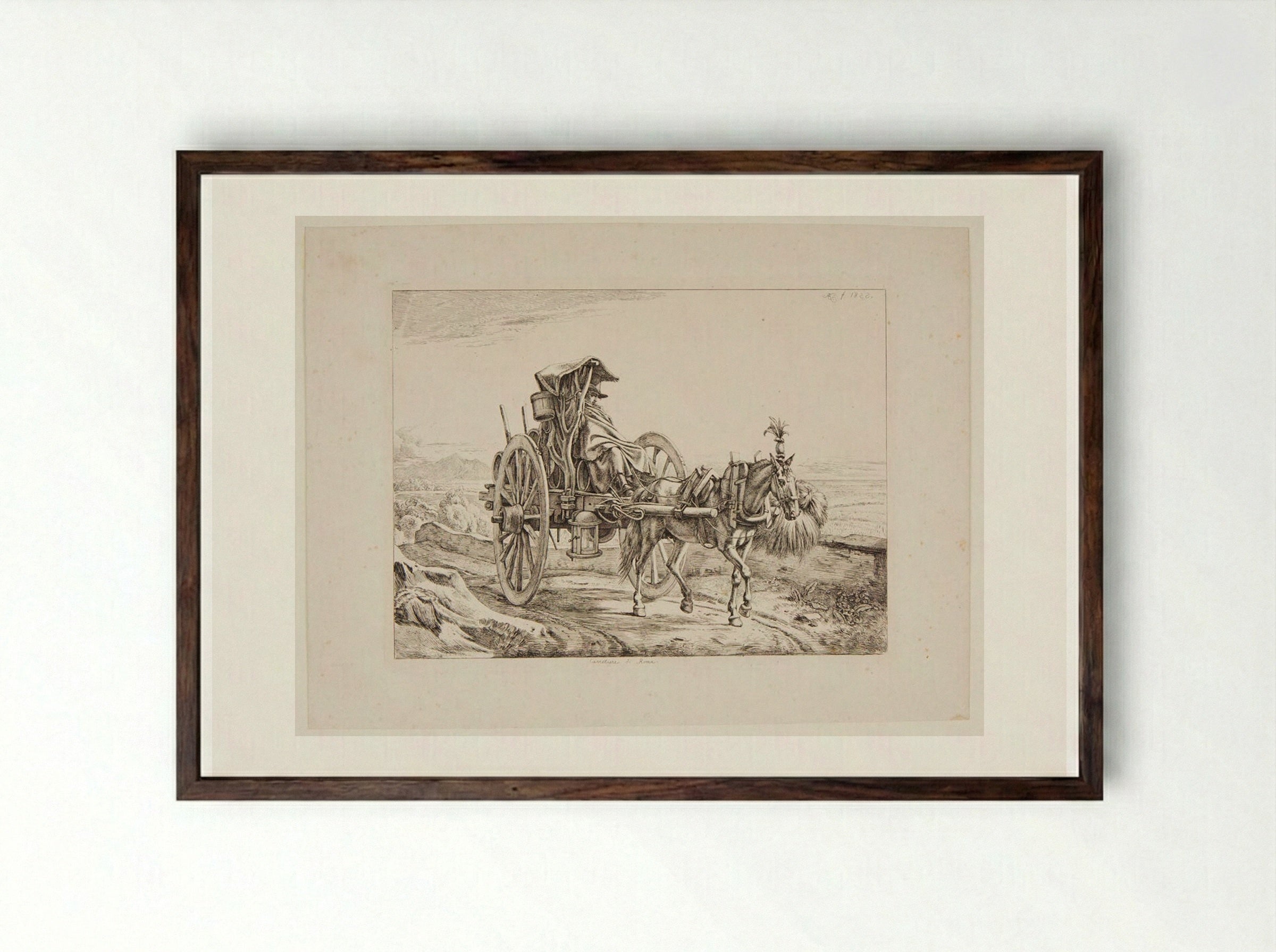 Carretiere di Roma - Johann Adam Klein - Framed Print Dark Wood