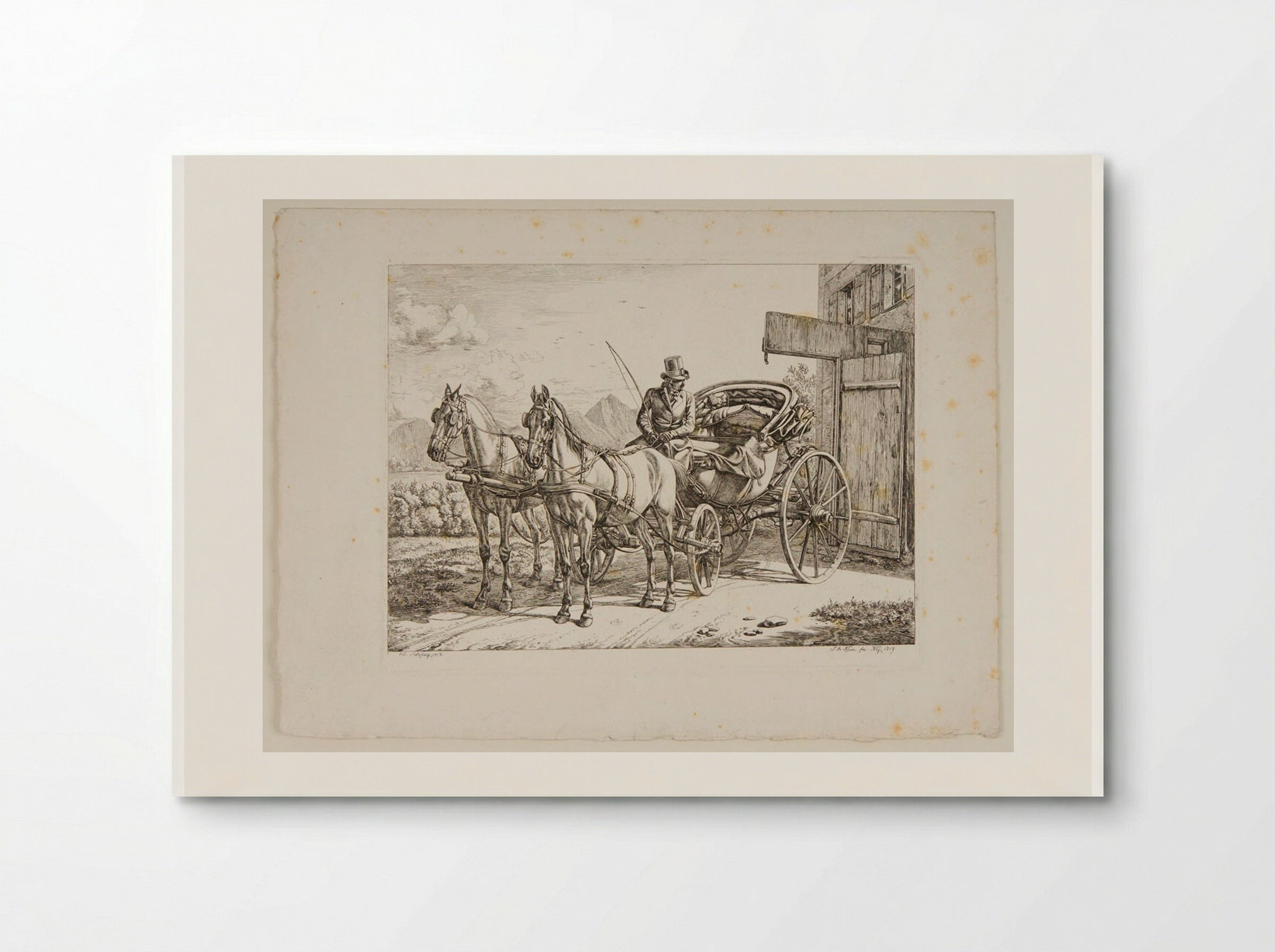 Carriage Drawn by Two Horses - Johann Adam Klein - Poster
