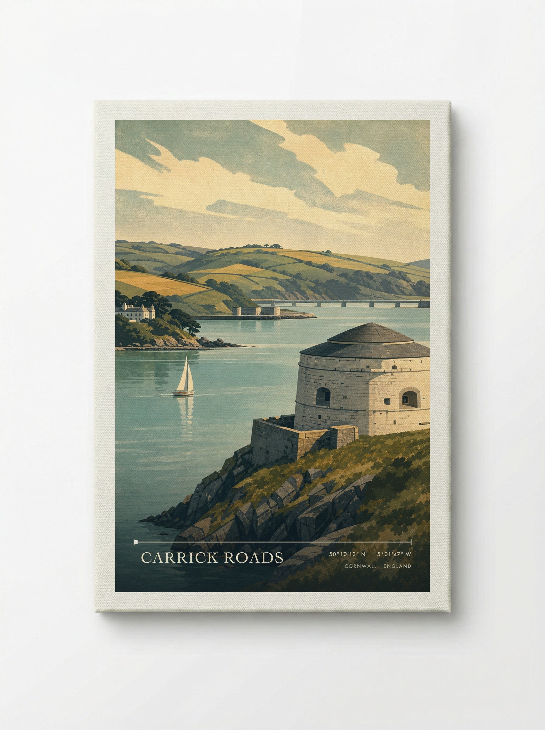 Carrick Roads Cornwall England Travel Poster - Canvas